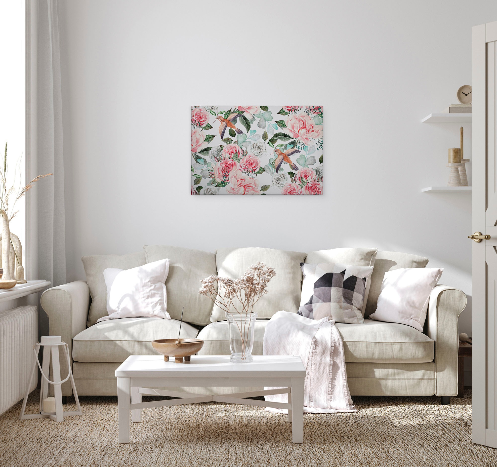 A.S. Création Leinwandbild »Paradise«, Kunst-Blumen-Kinder, (1 St.), Landhaus Keilrahmen Blumen Rosen Blümchen Leinwand-Bild Wohnzimmer