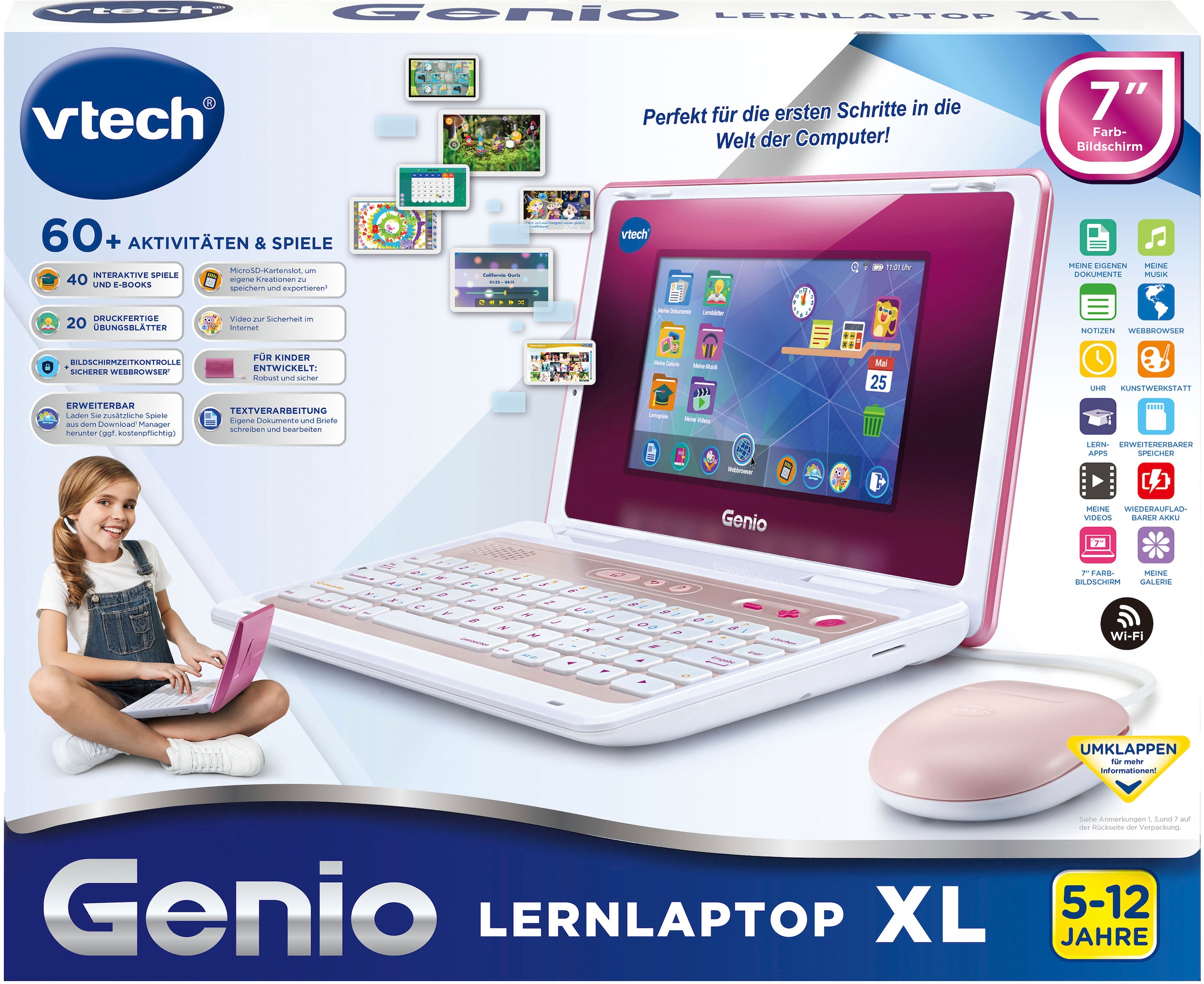 Vtech® Kindercomputer »School & Go, Genio Lernlaptop XL pink«