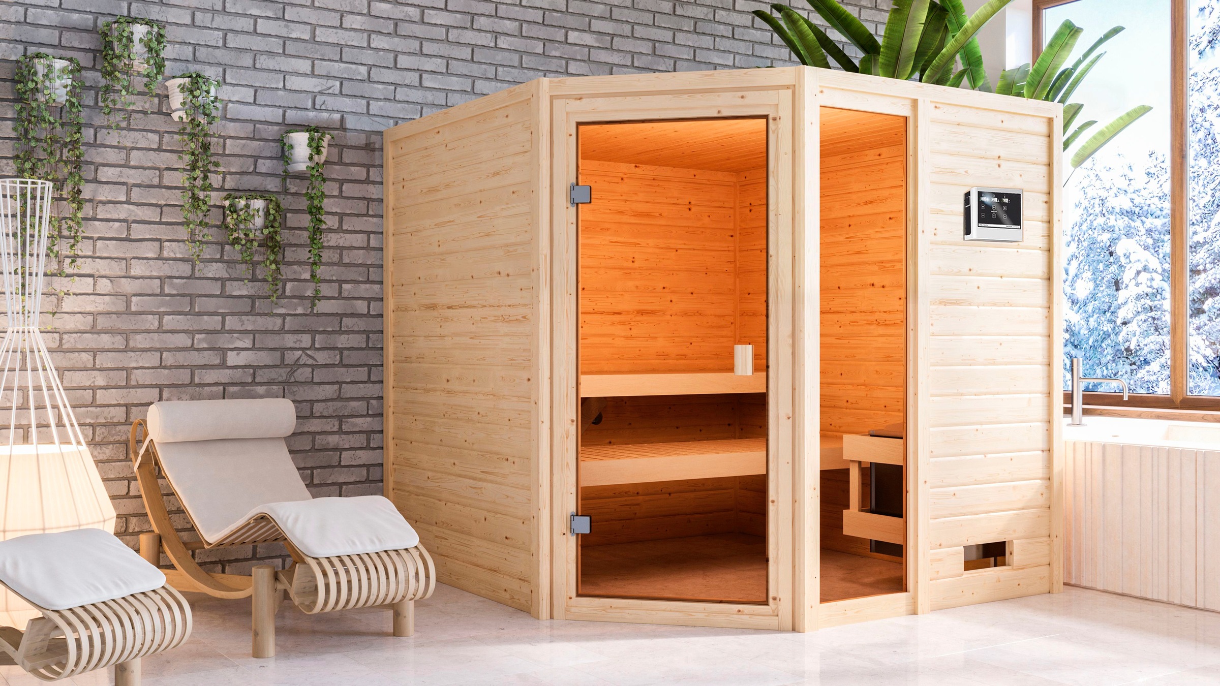 welltime Sauna »Tally«, 9-kW-Ofen mit ext. Steuerung