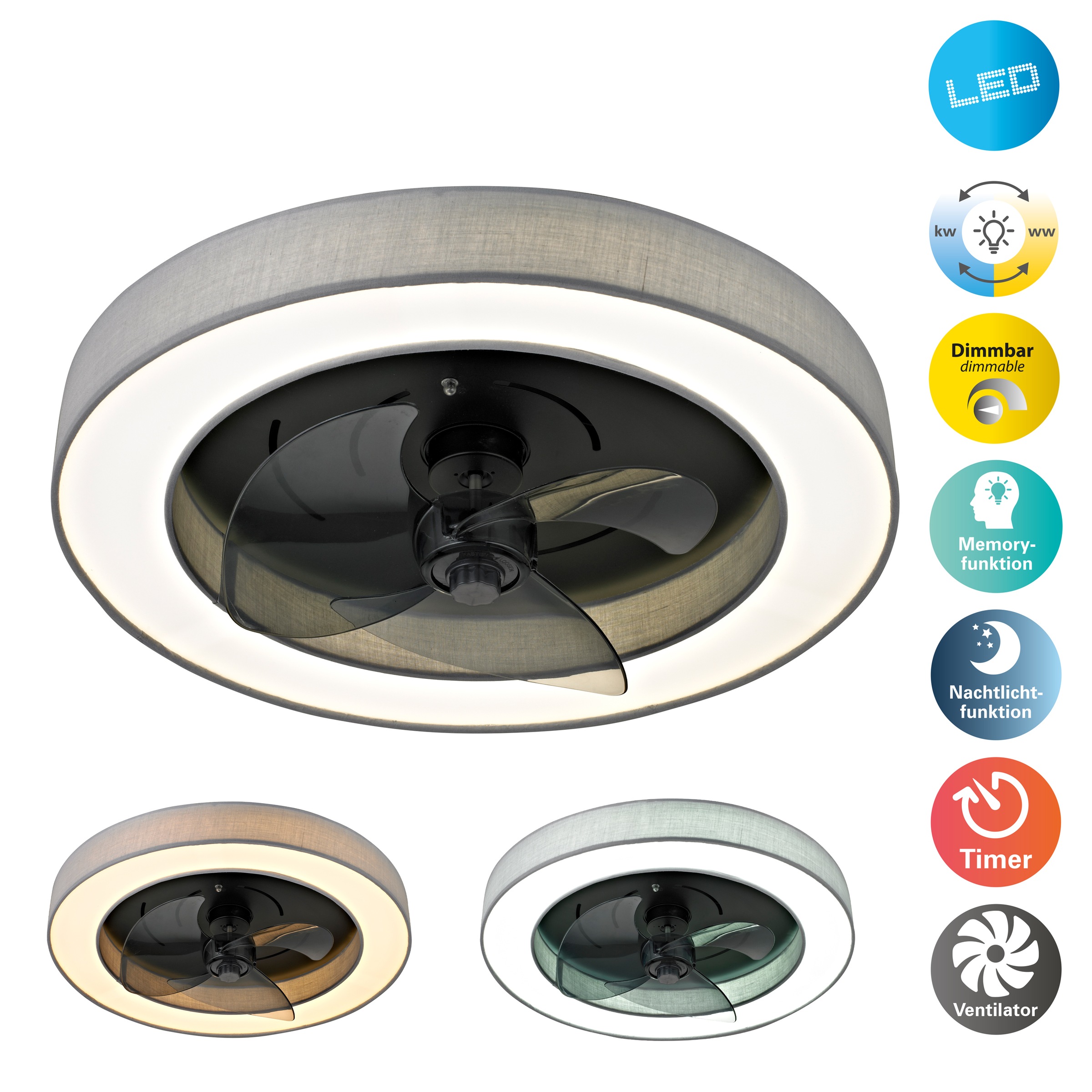 OTTO home LED Deckenleuchte »Deckenventilator Vittor« LED-Modul 1 Stk. warm günstig online kaufen