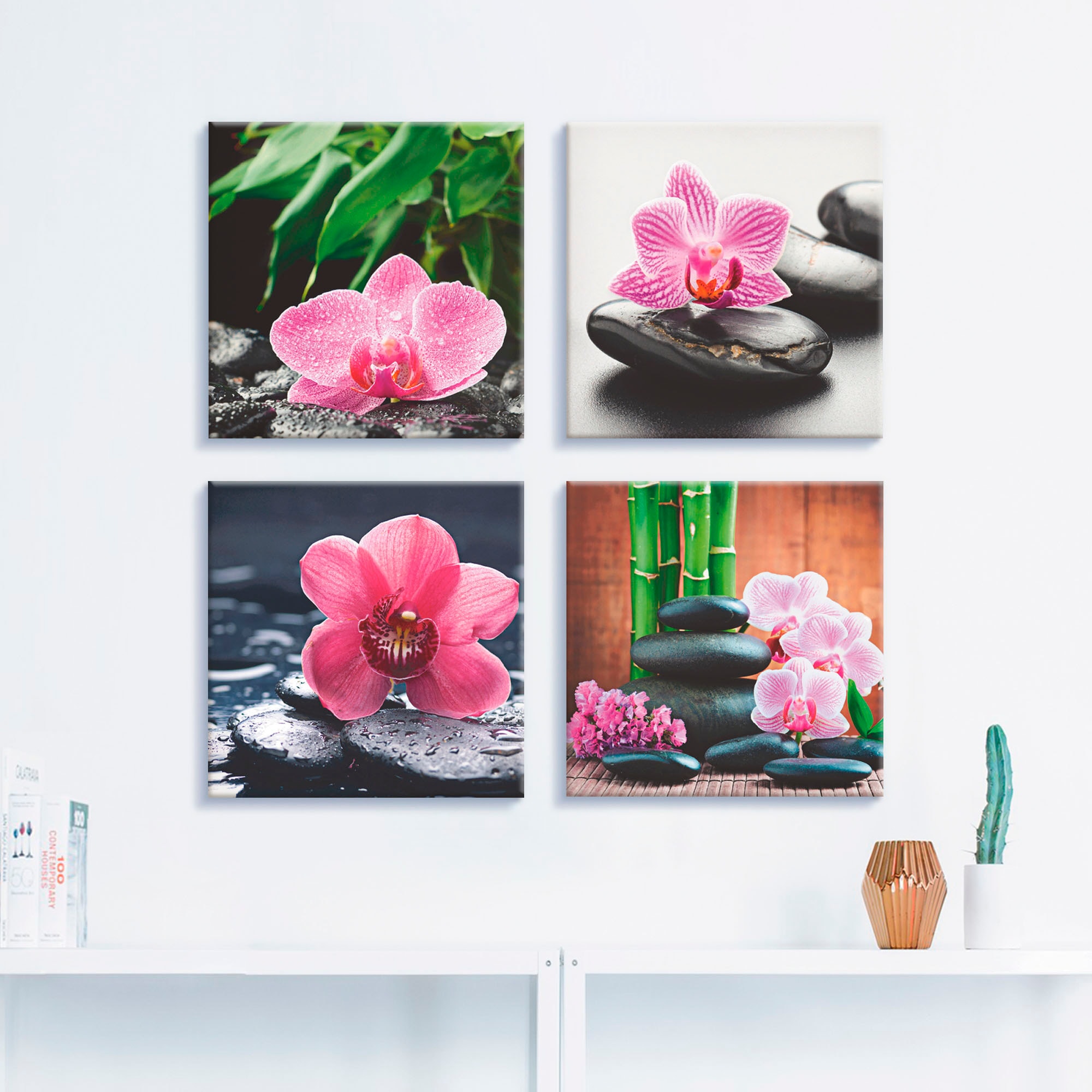 Artland Leinwandbild »Orchidee Zenstein Tropfen Spa Konzept«, Zen, (4 St.), günstig online kaufen