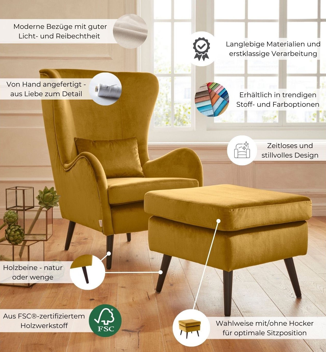 Guido Maria Kretschmer Home&Living Hocker »Salla«, Bezug auch in Luxus-Micr günstig online kaufen