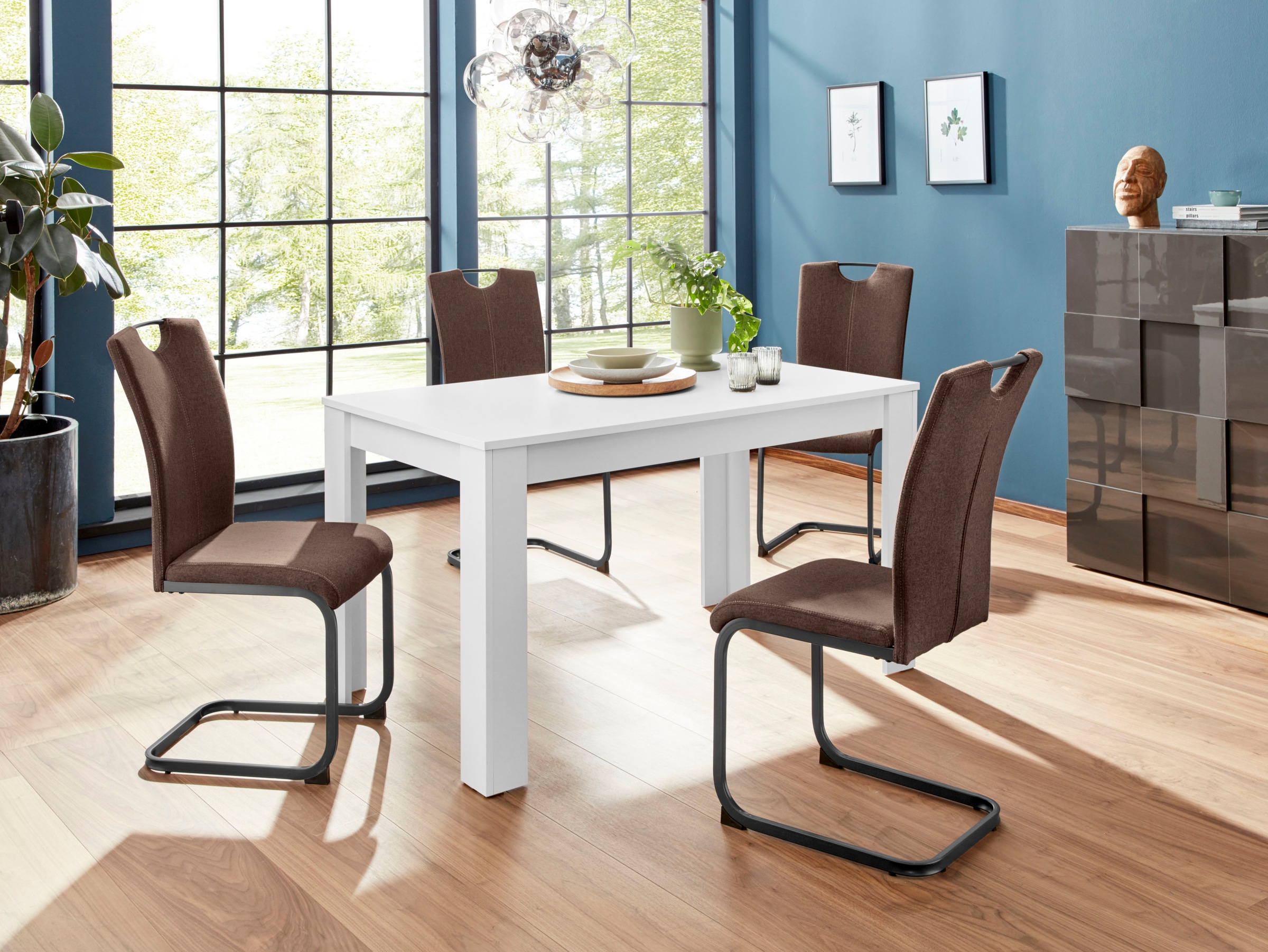 Homexperts Esszimmerstuhl »Viva«, (Set), 2 St., Webstoff, (2 oder 4 Stück), Bezug in Webstoff, Metallgestell in anthrazit