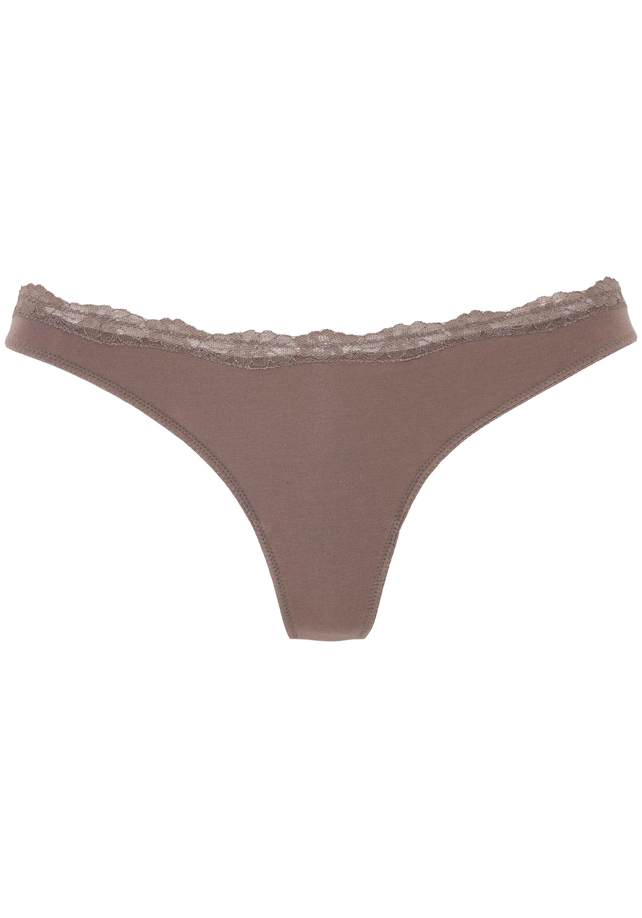 LASCANA String 3er-Pack,  aus elastischer Baumwolle mit zarter Spitze