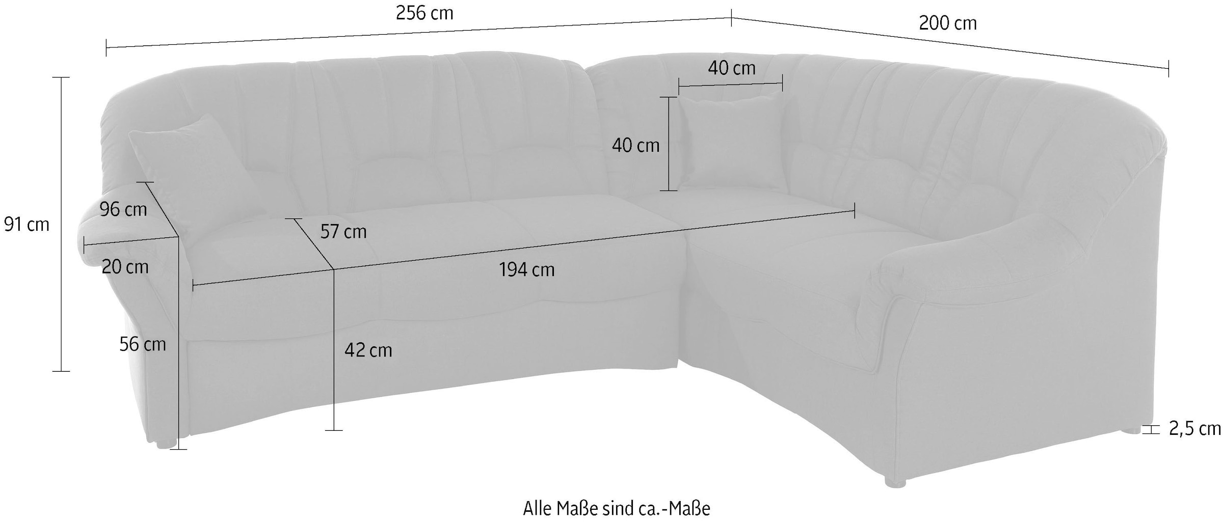 DOMO collection Ecksofa »Bahia, zeitlos und elegant, bequeme Armlehnen, L-Form«, wahlweise mit Bettfunktion