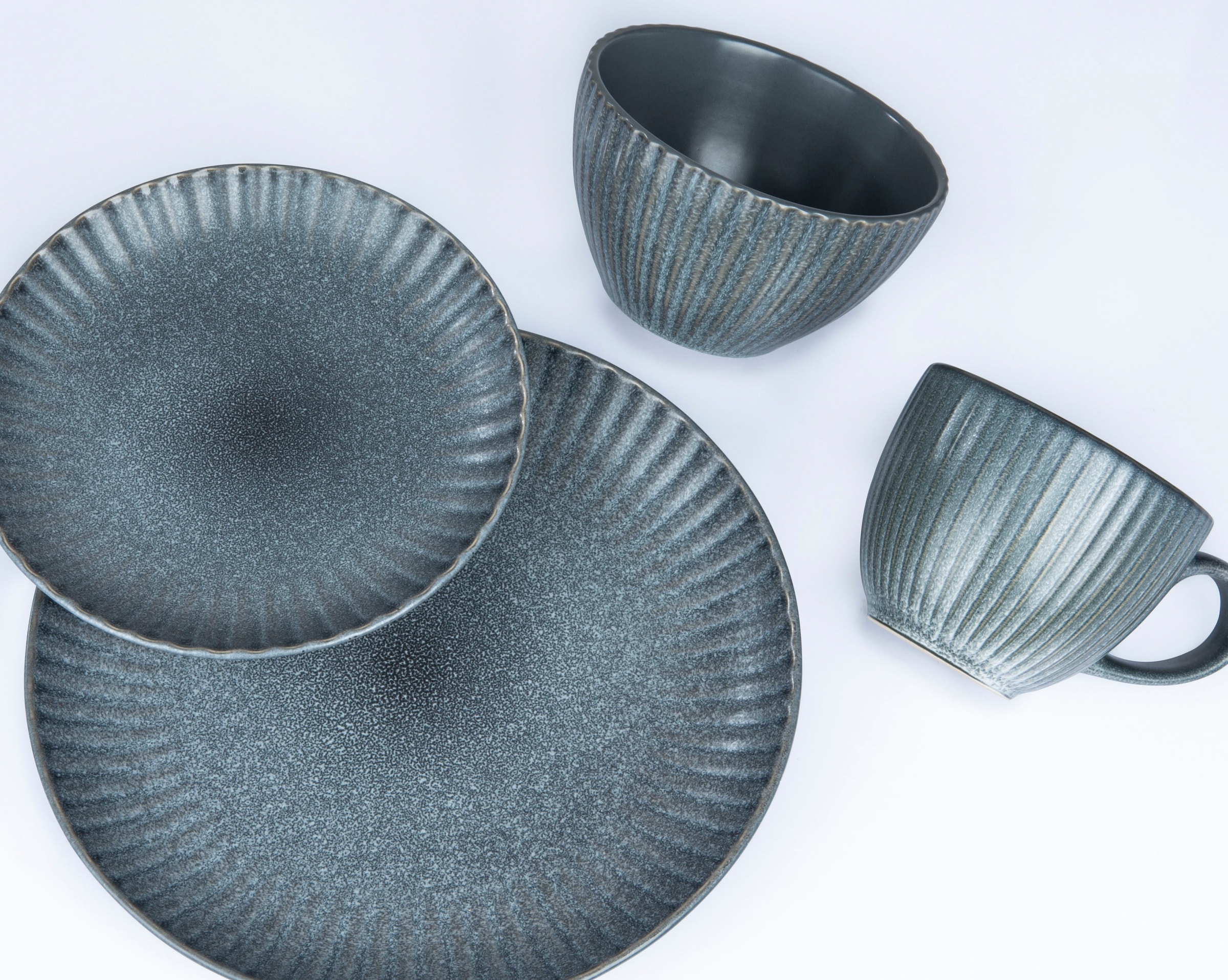 Retsch Arzberg Kombiservice »Shell Grey«, (Set, 16 tlg.), hochwertige REACTIVE-Glasur
