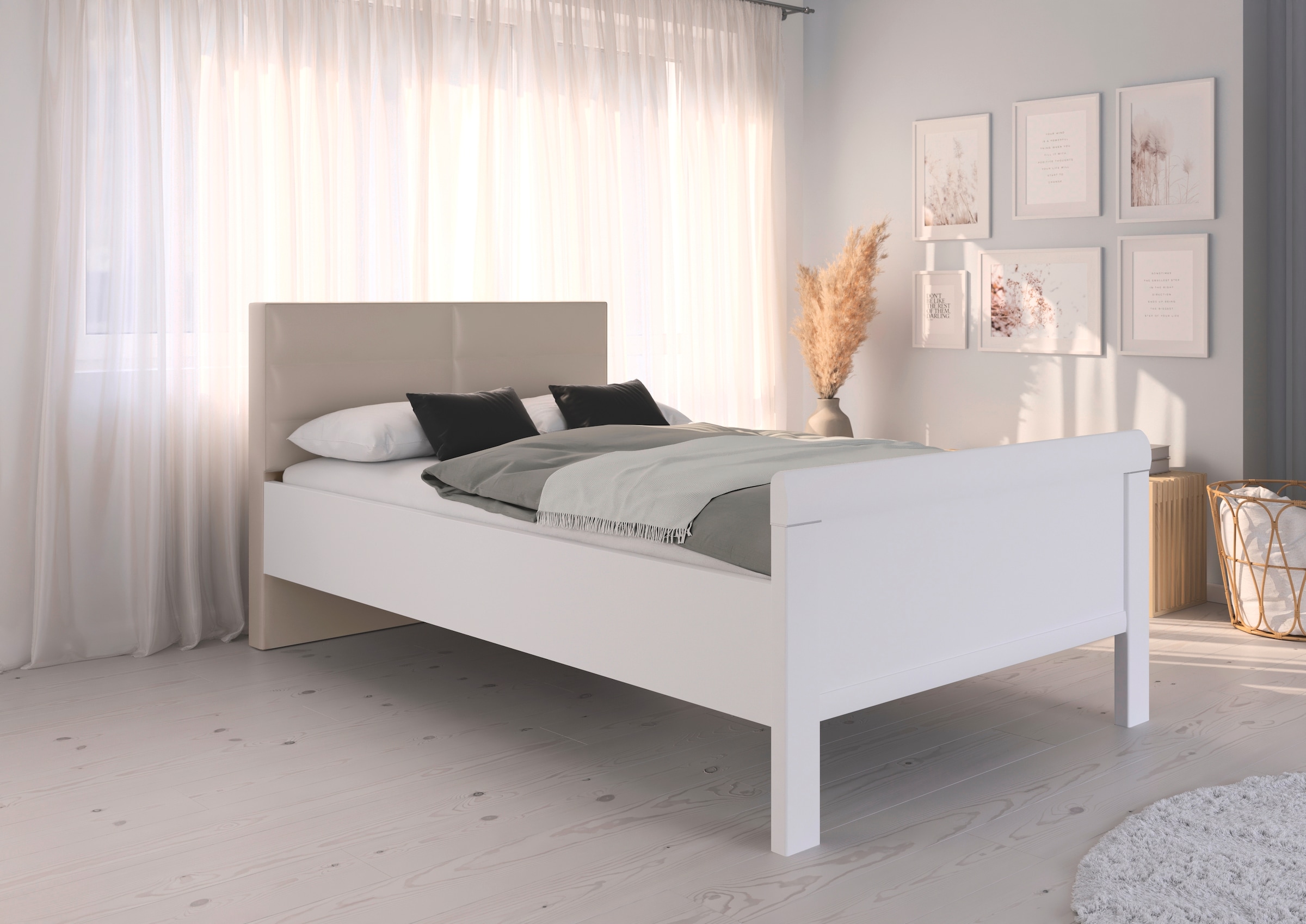 rauch Bett »Bett Einzelbett Stollenbett EVELYN«, in Komforthöhe mit Polsterkopfteil in elegantem Stil MADE IN GERMANY