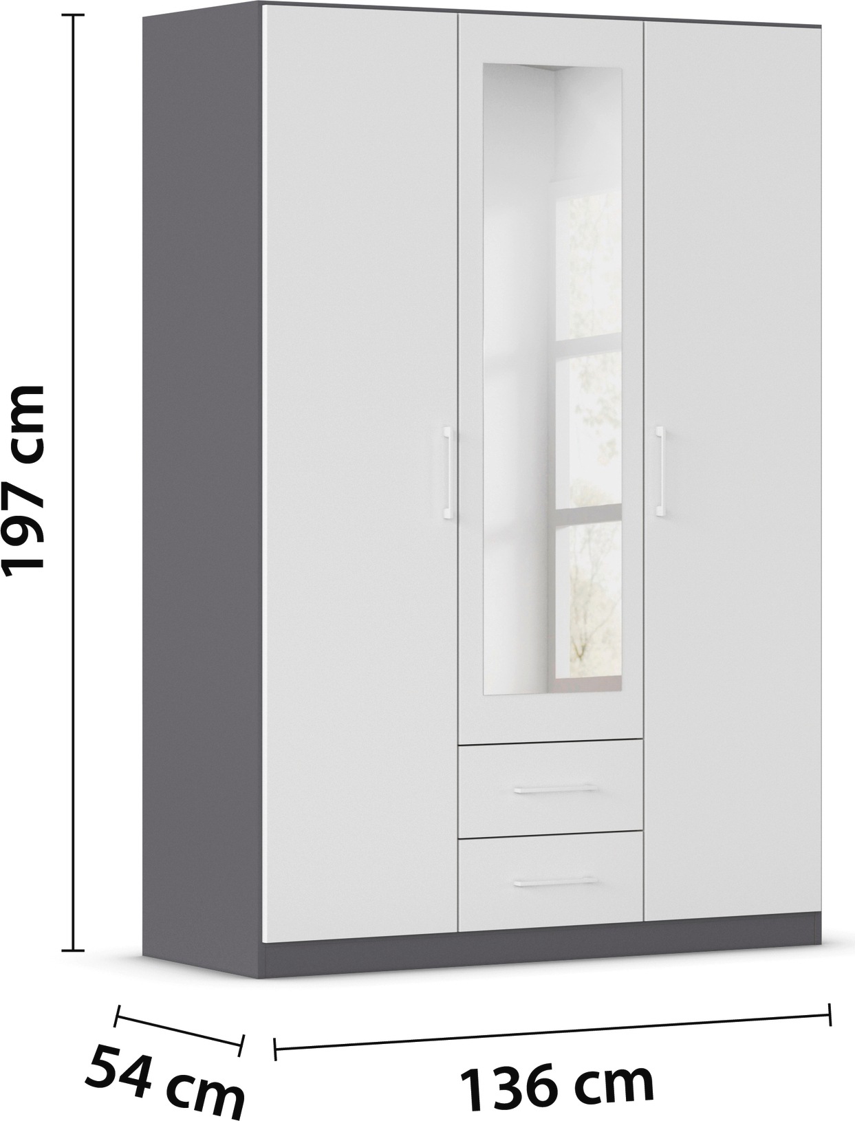rauch Drehtürenschrank »Kleiderschrank Schrank Garderobe KREFELD optional mit Spiegel«, mit 3 Griff-Varianten, inkl. praktischen Schubladen MADE IN GERMANY