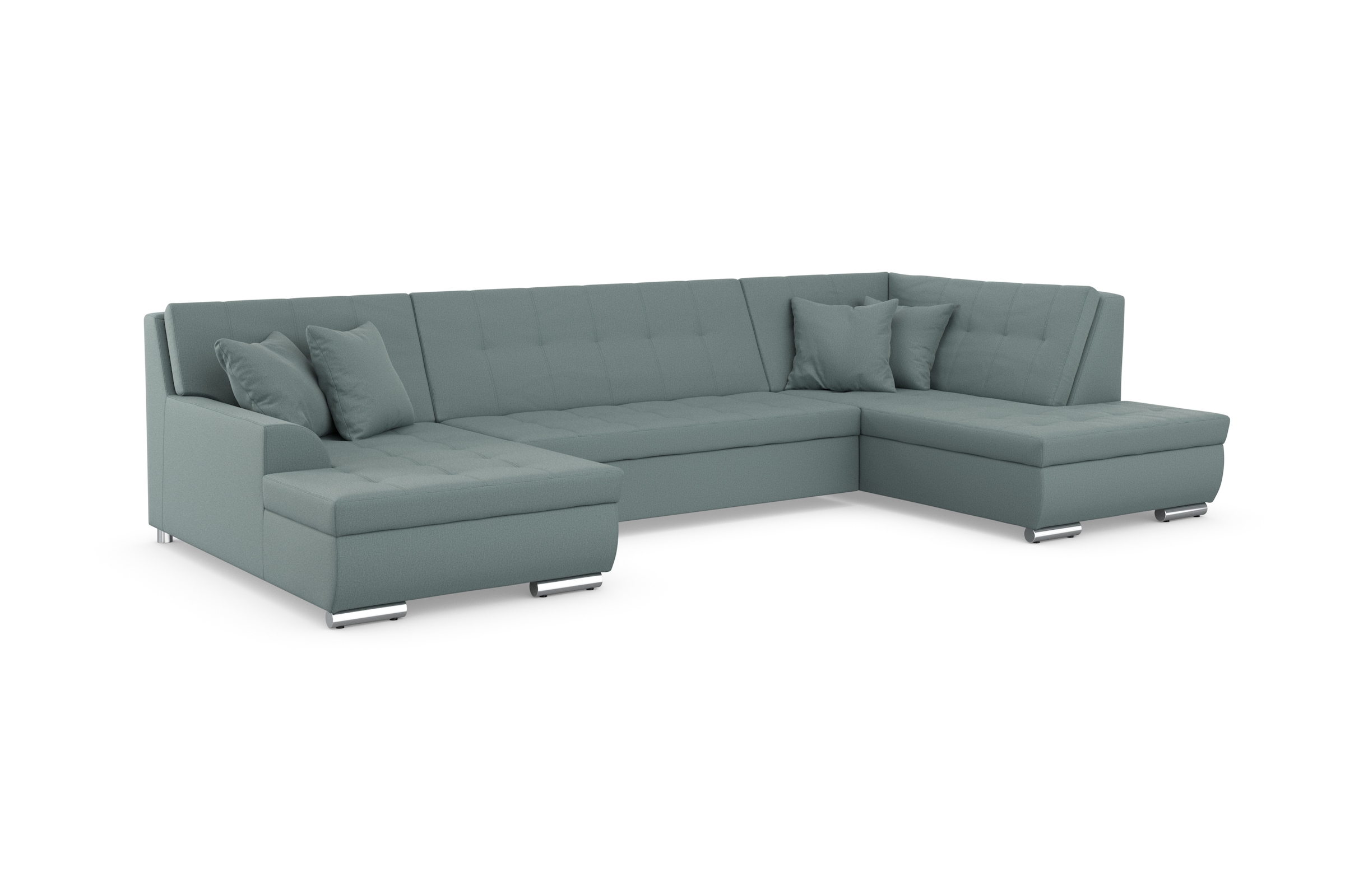 DOMO collection Wohnlandschaft »Treviso incl. Zierkissen, moderne Steppung, XXL: B/T/H: 364/201/83 cm«, wahlweise mit Bettfunktion, in vielen Bezugsarten auch in Cord U-Form