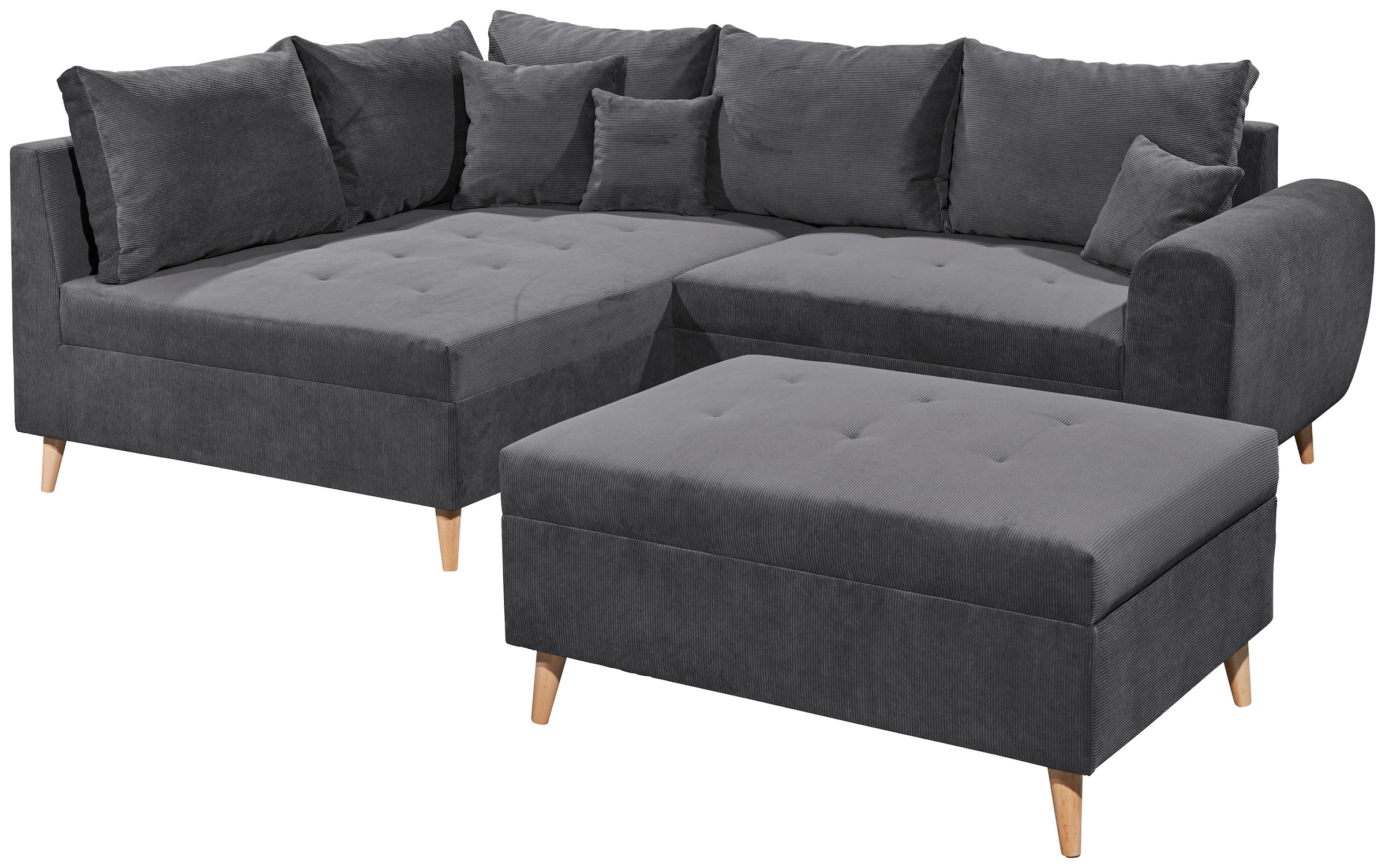 ED EXCITING DESIGN Ecksofa »Calanda L-Form«, mit Hocker & 3 Zierkissen