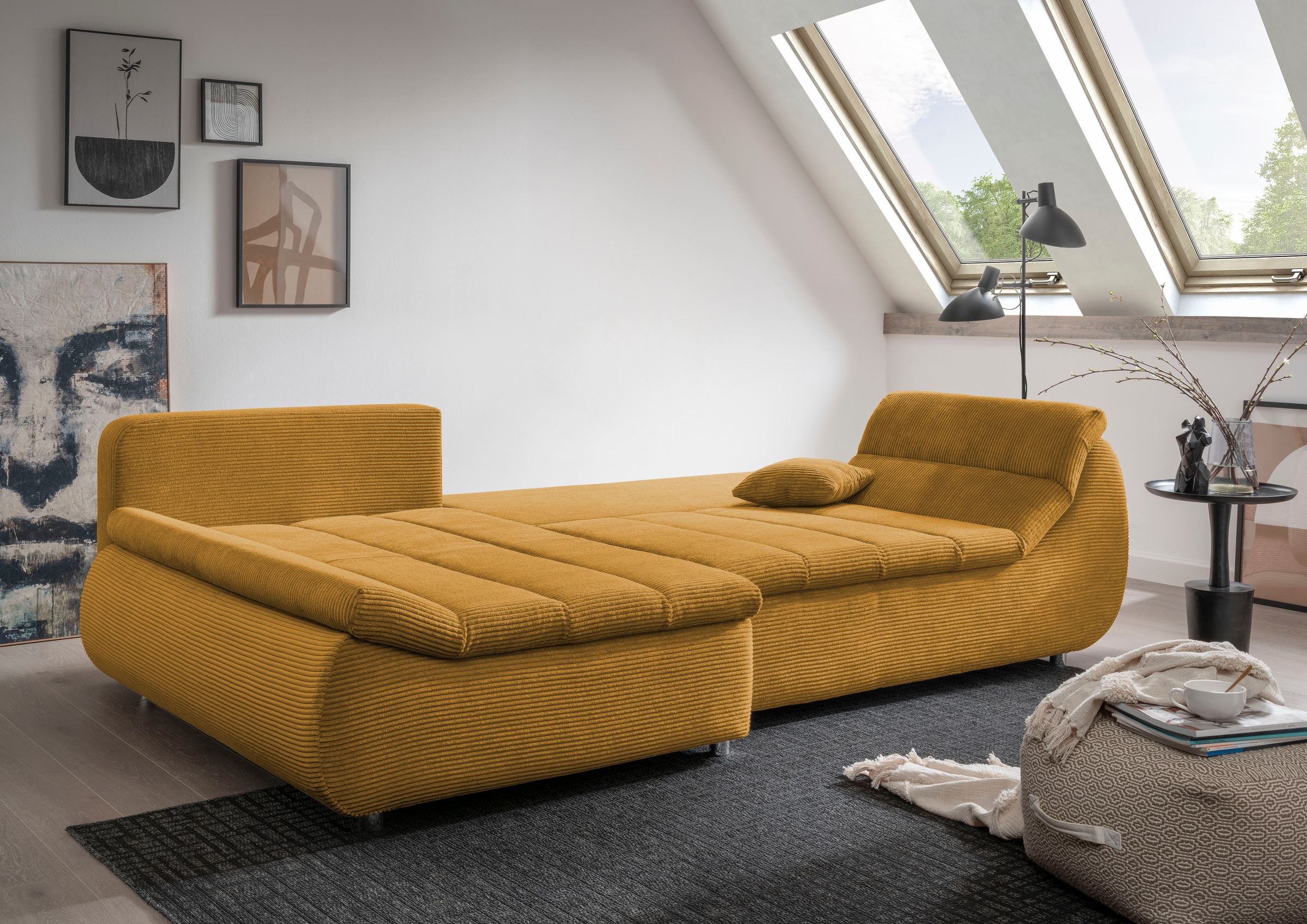 INOSIGN Ecksofa »Imola elegant und bequem, aktuelle Steppung im Sitz, L-For günstig online kaufen