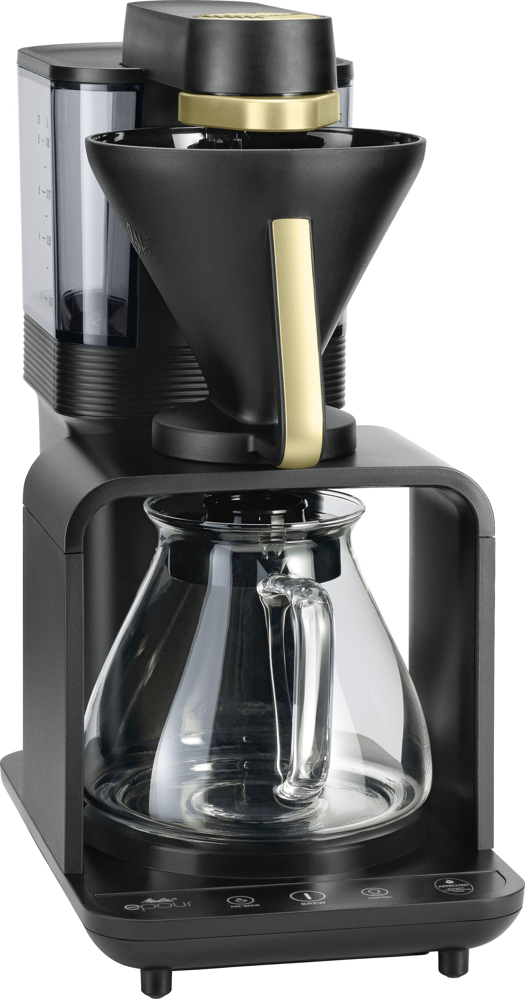 Melitta Filterkaffeemaschine »epour® 1024-12«, 1 l Kaffeekanne, Papierfilter, 1x4, Schwarz/Gold