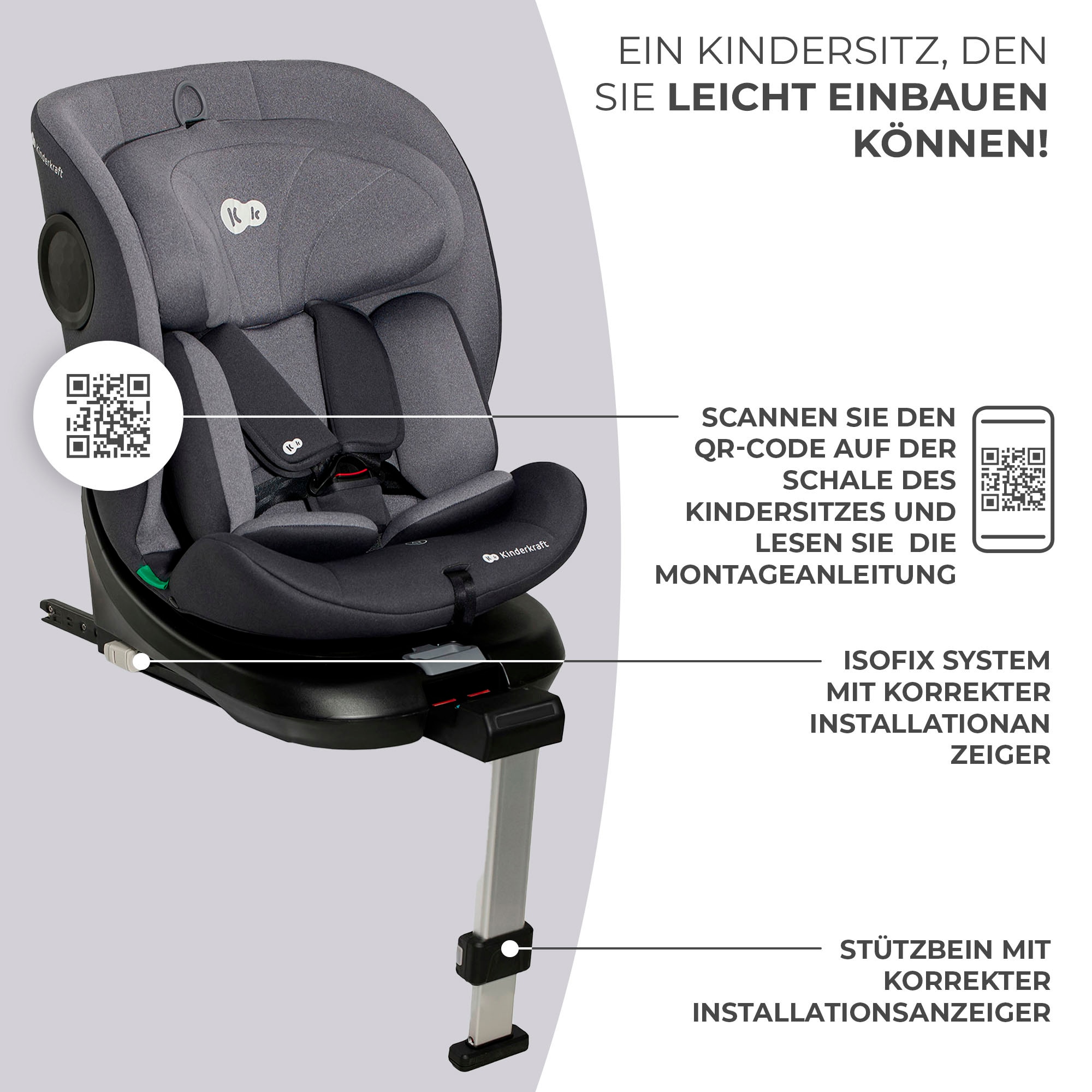 Kinderkraft Autokindersitz »I-360 i-Size« Klasse 0 / 1 / II / III (bis 36 kg) 360° – drehbarer Kindersitz