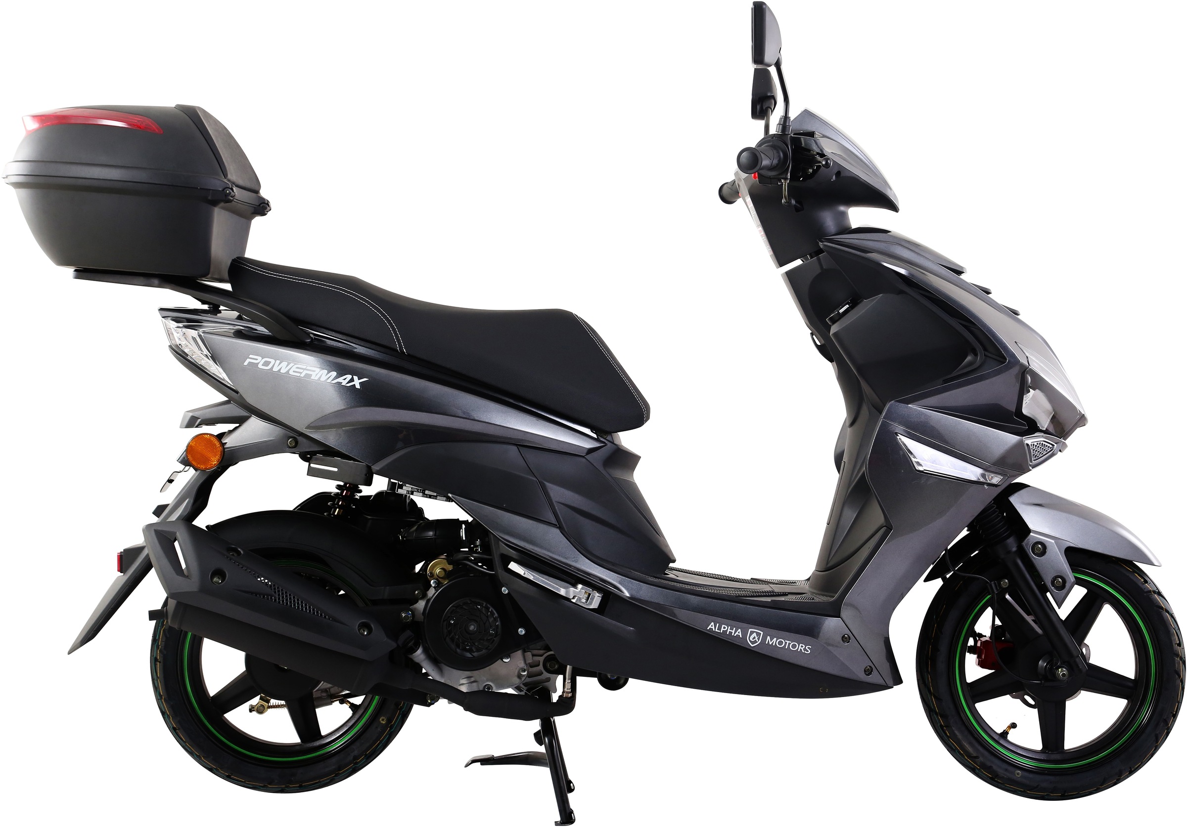 Alpha Motors Motorroller »Powermax 50 ccm 25 kmh EURO 5 dunkelgrau (mit/ohne Topcase)«, 50 cm³, 25 km/h, Euro 5, 2,6 PS