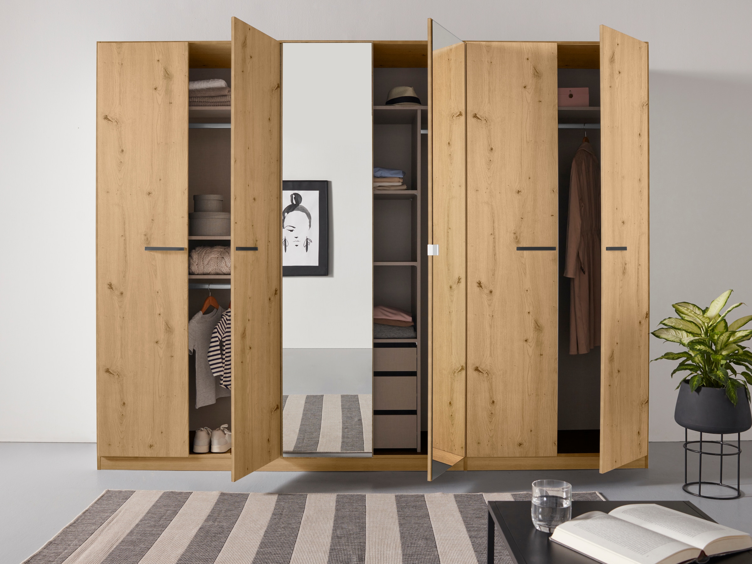 rauch Drehtürenschrank »Kleiderschrank Schrank Garderobe TOPSELLER OTELI inkl. Inneneinteilung«, mit 3 Innenschubladen extra Böden optional mit Spiegel MADE IN GERMANY