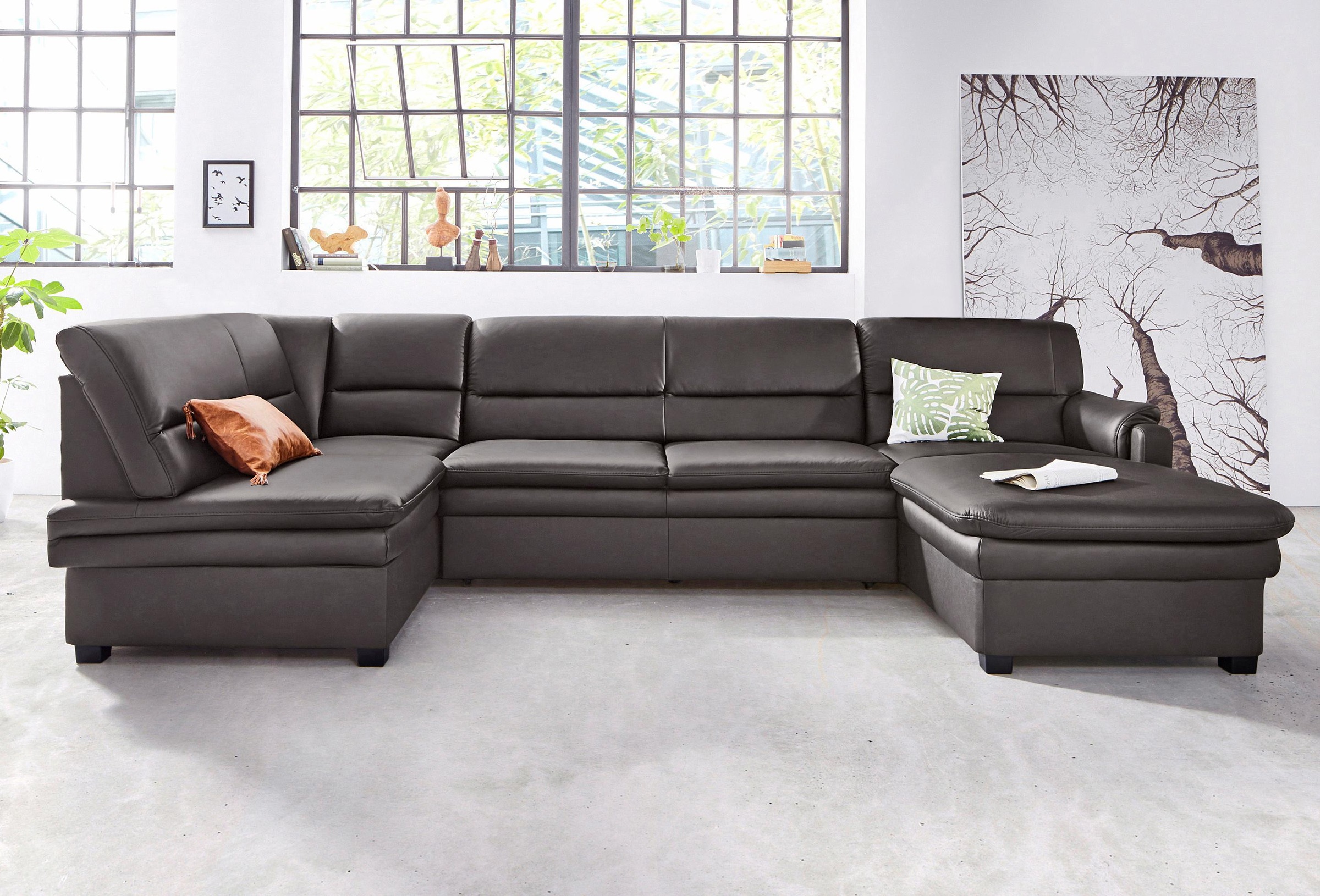 sit&more Wohnlandschaft »Pisa U-Form«, mit Federkern, wahlweise mit Bettfunktion