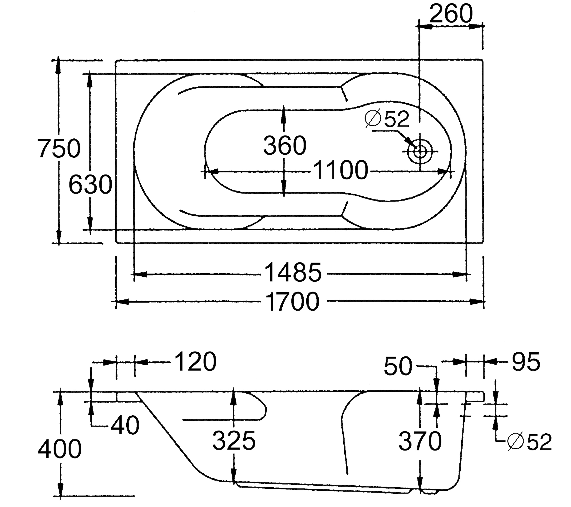 OTTOFOND Whirlpool-Badewanne »Julia«, (Komplett-Set, 1 tlg.), Typ 3, chrom
