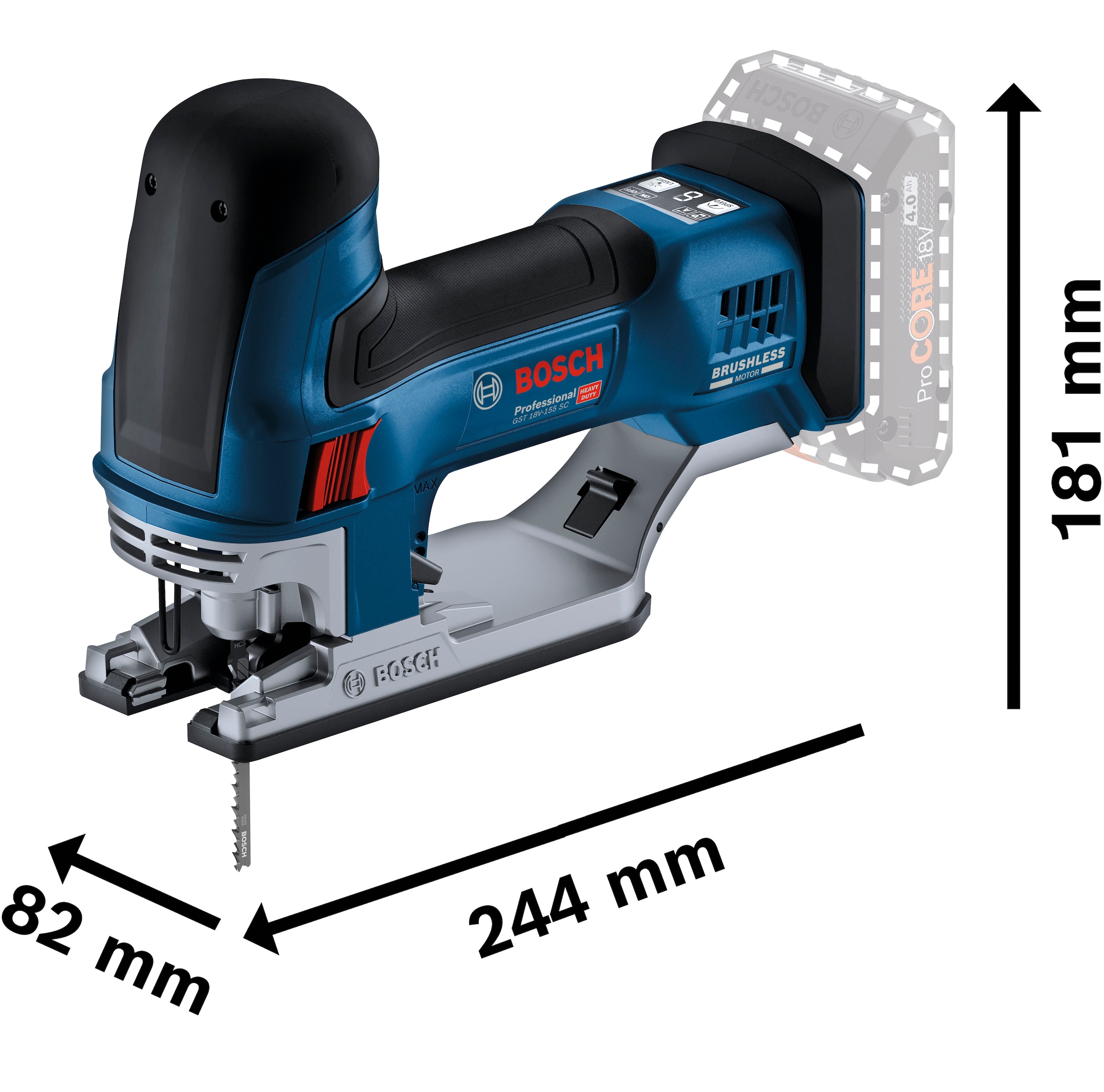 Bosch Professional Akku-Stichsäge »»GST 18V-155 SC PROFESSIONAL««, ohne Akku und Ladegerät