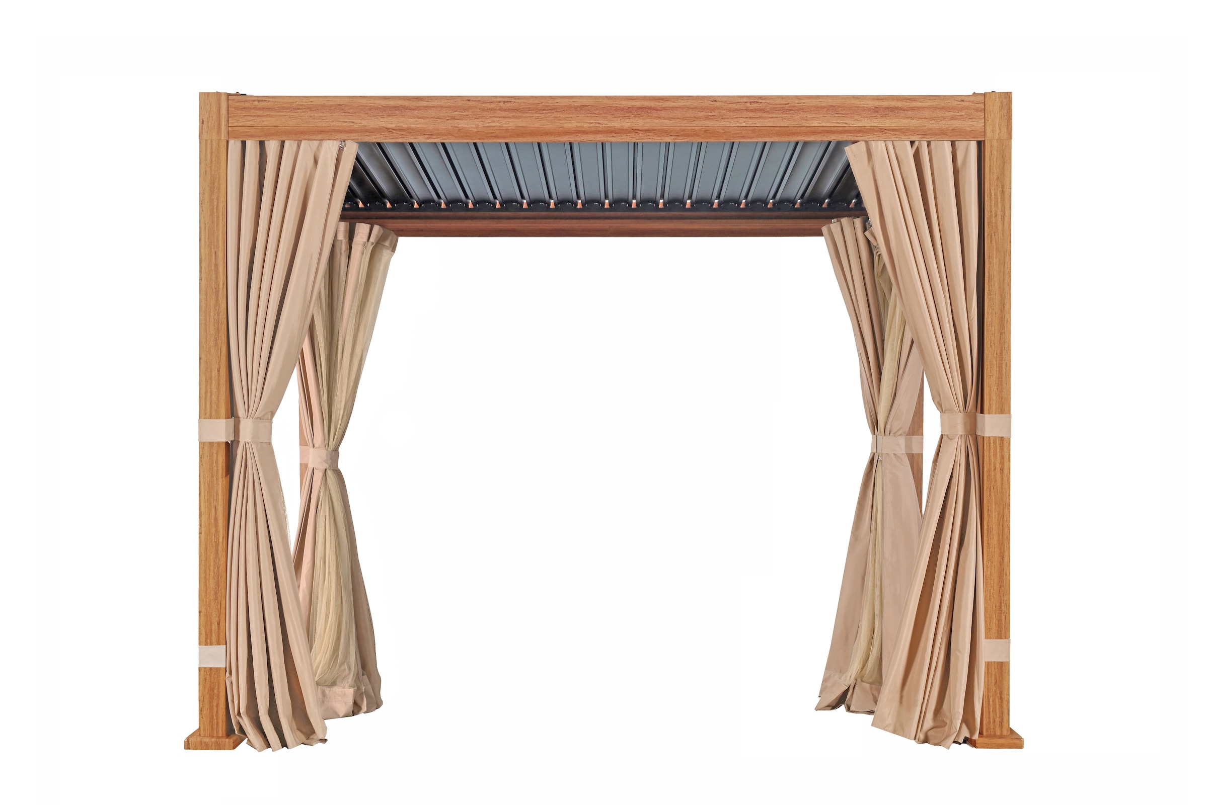 KONIFERA Pavillon »Pergola Alhambra, Terrassendach mit Aluminiumpfosten« 3x3 oder 3x4 m, holzfarben, 4 Seitenteile, verstellbare Dachlamellen