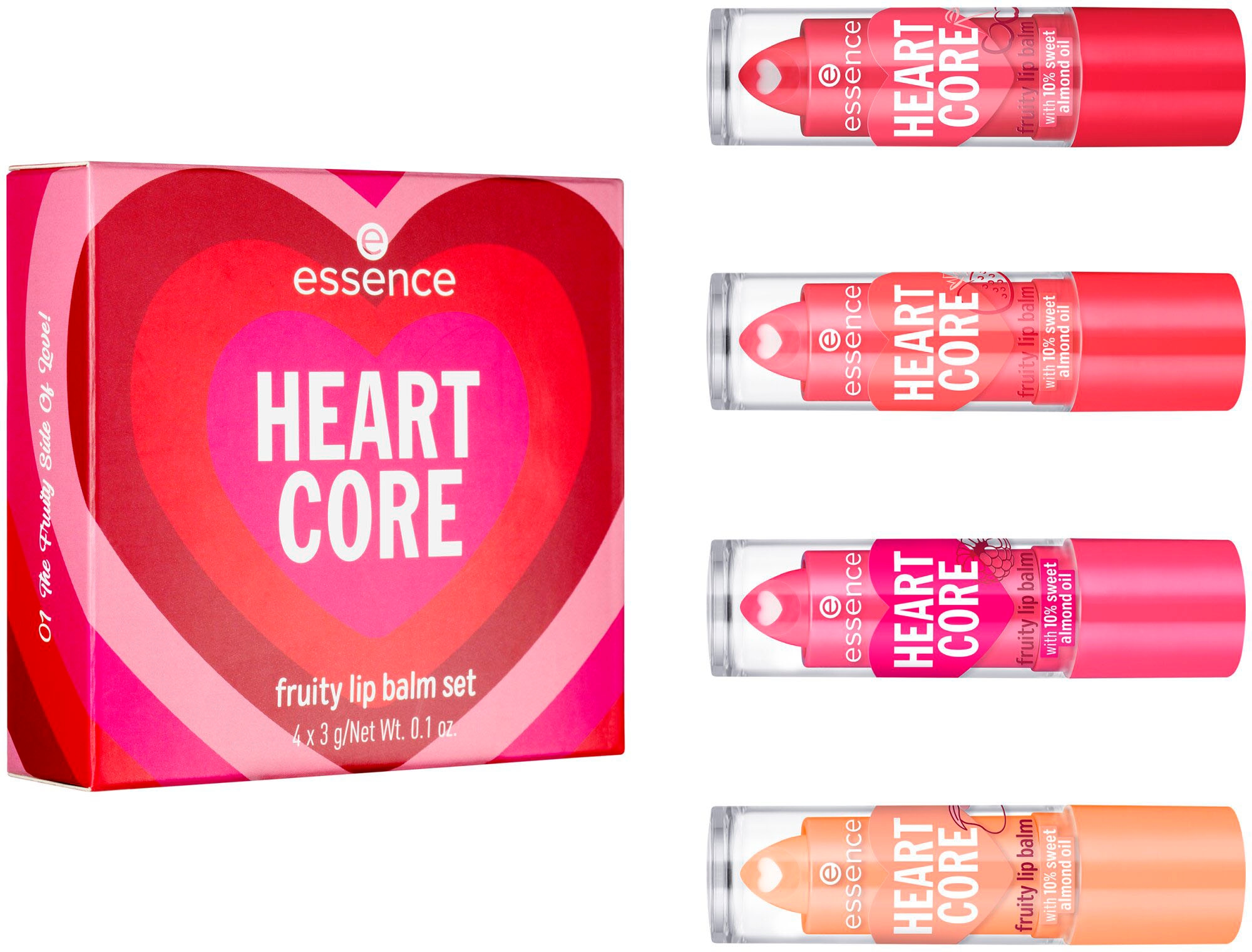 Bild von Essence Lippenpflege-Set »HEART CORE fruity«, (Set, 4 tlg.)