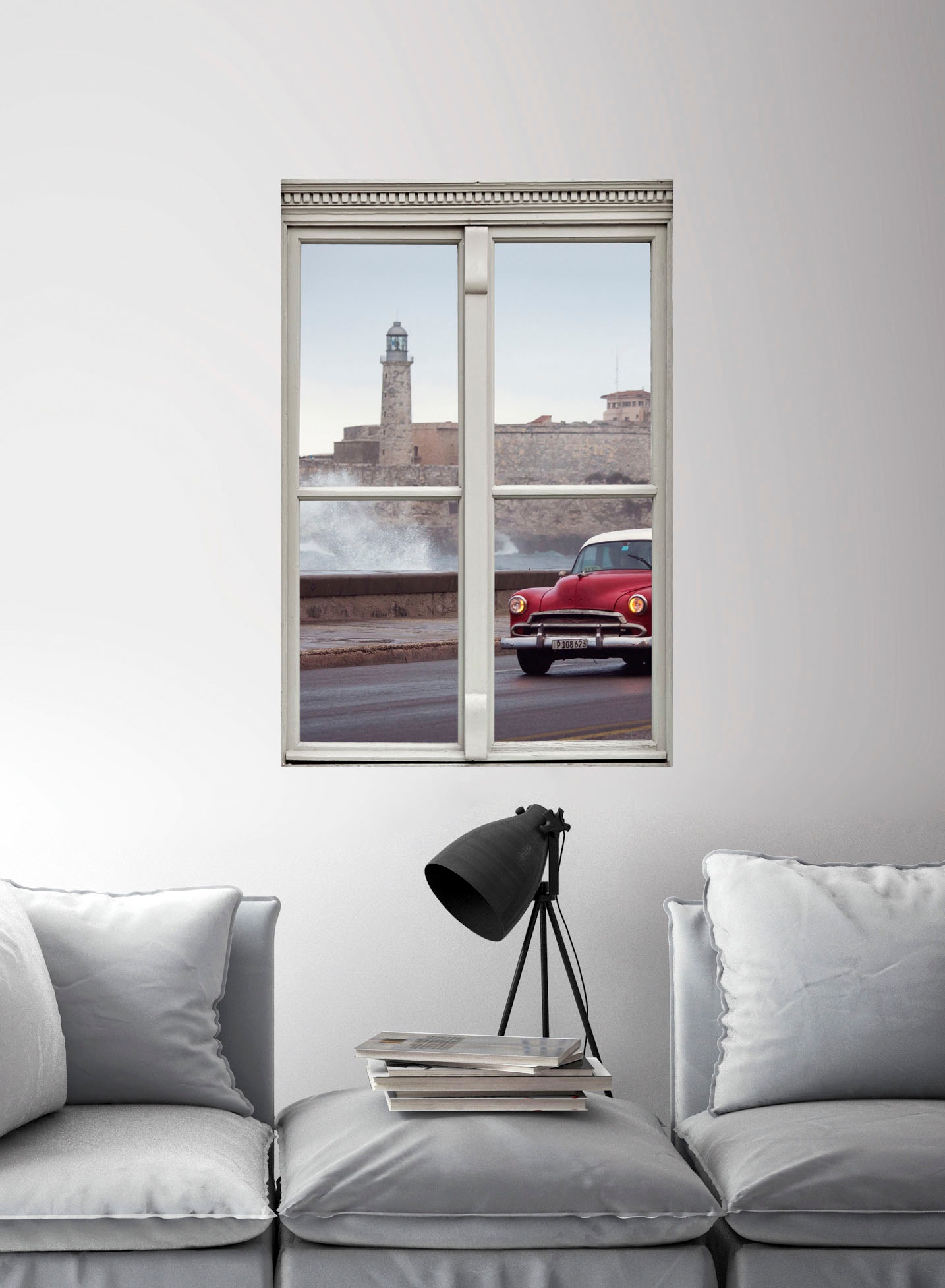 queence Wandsticker »Auto«, Wandsticker, Wandbild, selbstklebend, 3D, Fenster