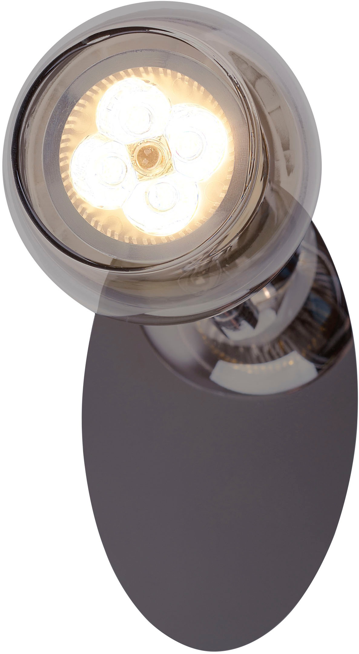 näve Wandstrahler »Boccia«, 1 flammig, Leuchtmittel GU10 | LED wechselbar, 1flg. incl. LED GU10 6W, chrom, Glasschirm, verstellbarer Spot, D:14cm
