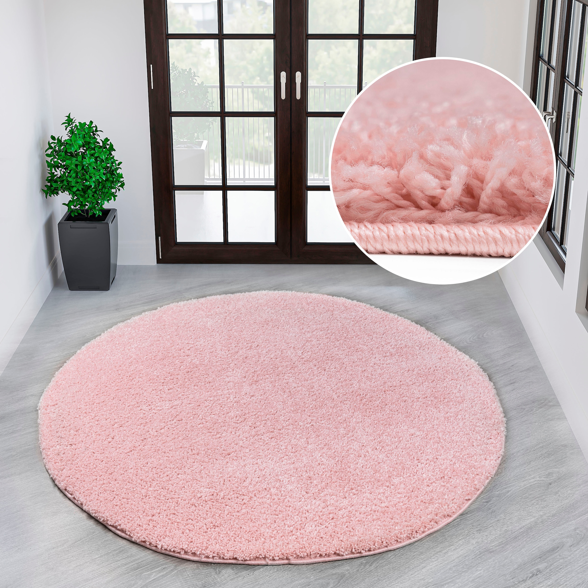 my home Teppich »Viva Teppich rund«, rund, 45 mm Höhe, Uni-Farben, einfarbi günstig online kaufen