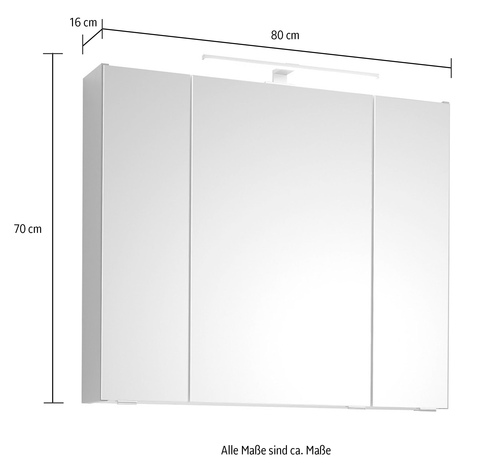Saphir Badmöbel-Set »Quickset 2-teilig, Keramik-Aufsatzbecken mit LED-Spiegelschrank«, (5 St.), Waschplatz 80 cm breit, inkl. Türdämpfer, 3 Türen, 2 Schubladen