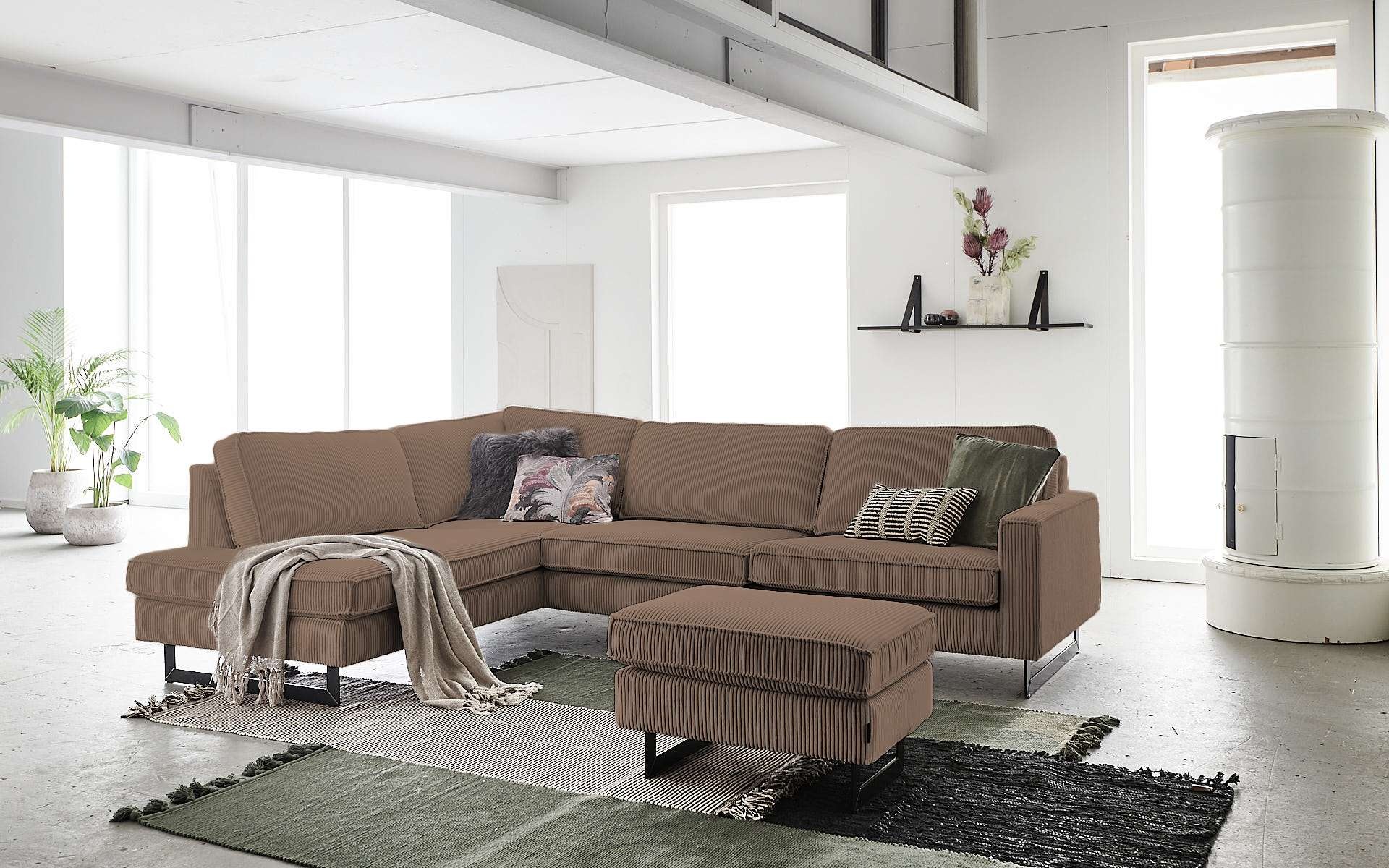 Places of Style Ecksofa »Pinto, 290 cm, Cord, Chenille, Lederoptik, Ottoman günstig online kaufen