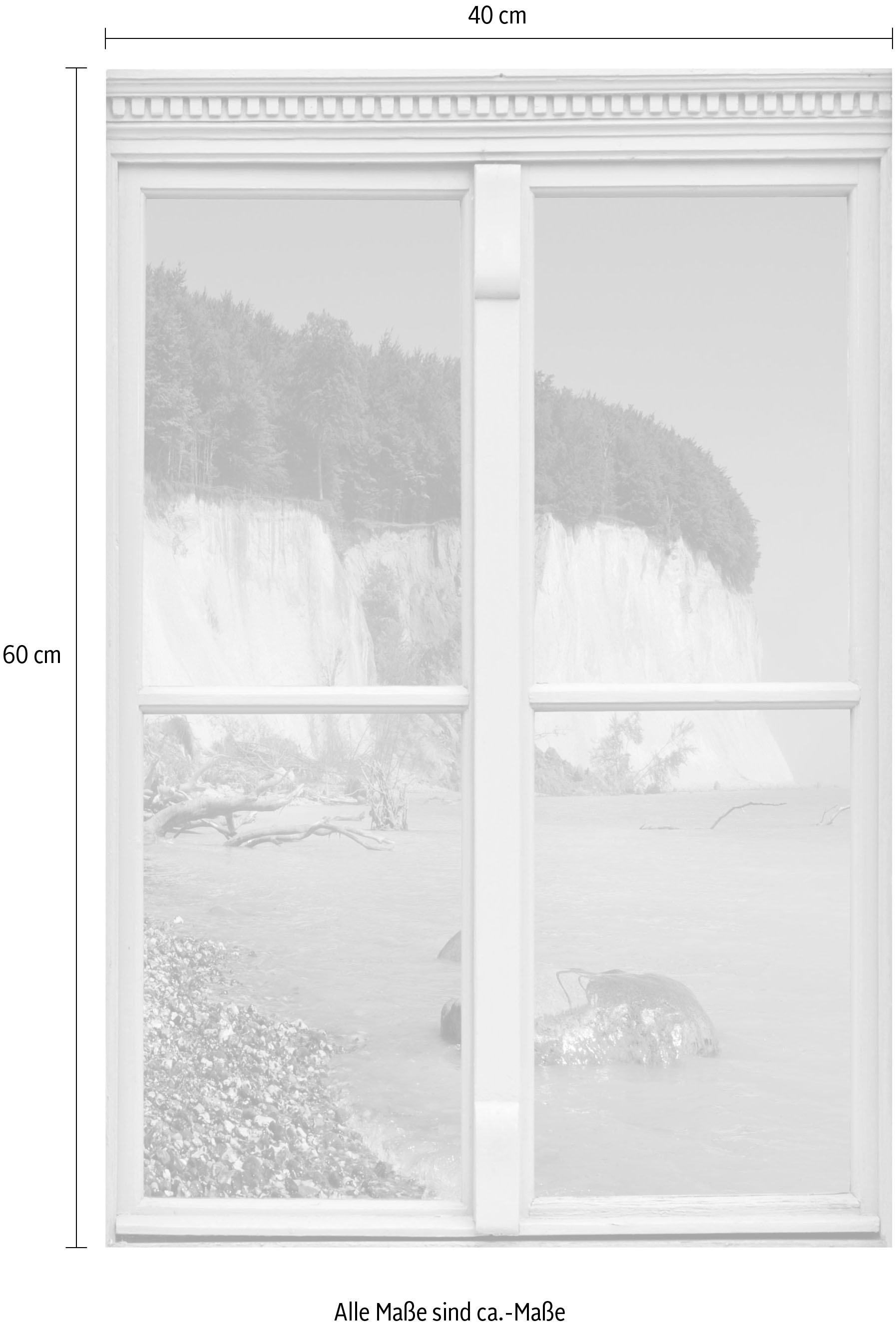 queence Wandsticker »Steinstrand«, Wandsticker, Wandbild, selbstklebend, 3D, Fenster