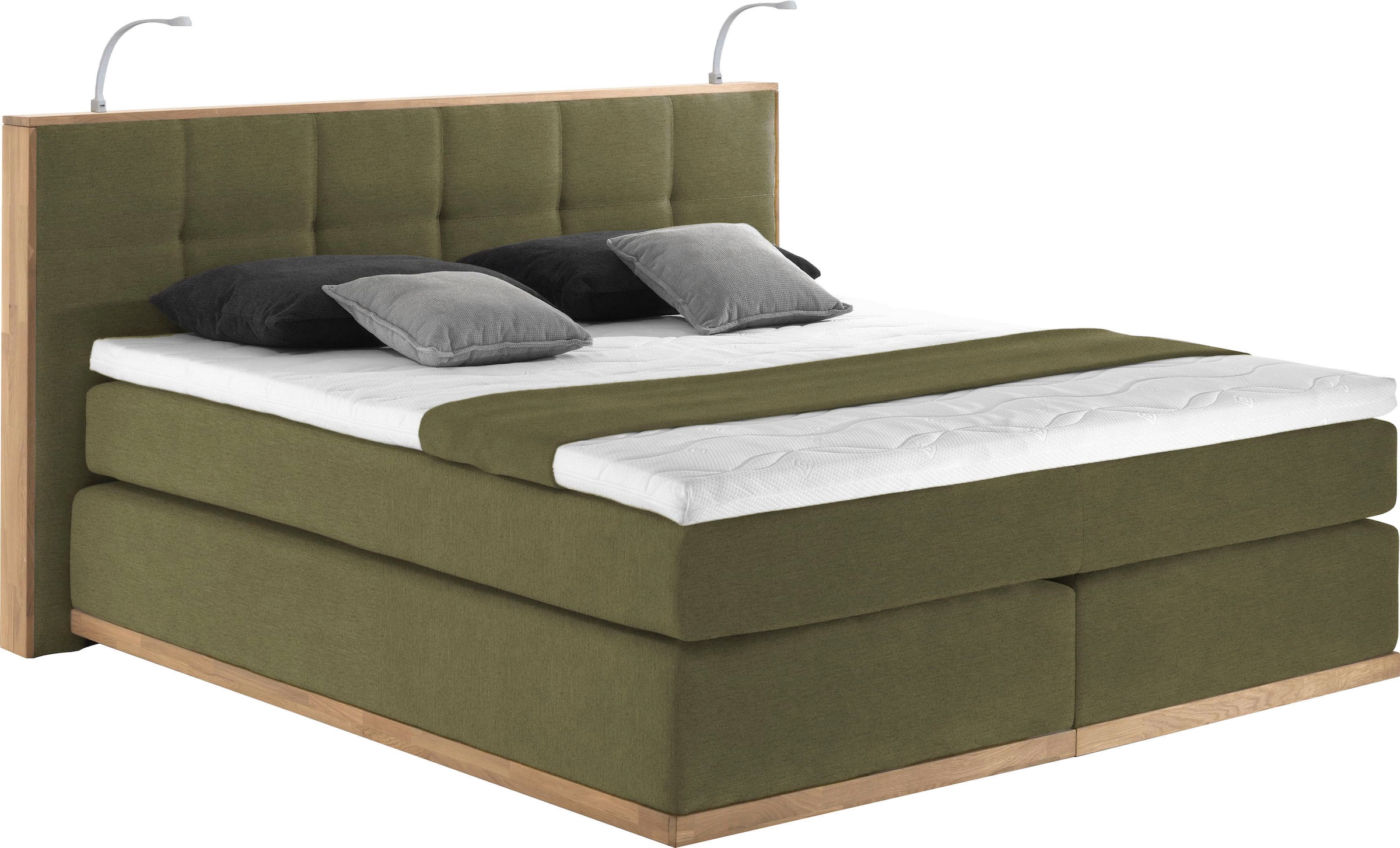 Home affaire Boxspringbett »Vinton« aus Eiche, mit LED-Beleuchtung, verschiedene Härtegrade (auch H4)