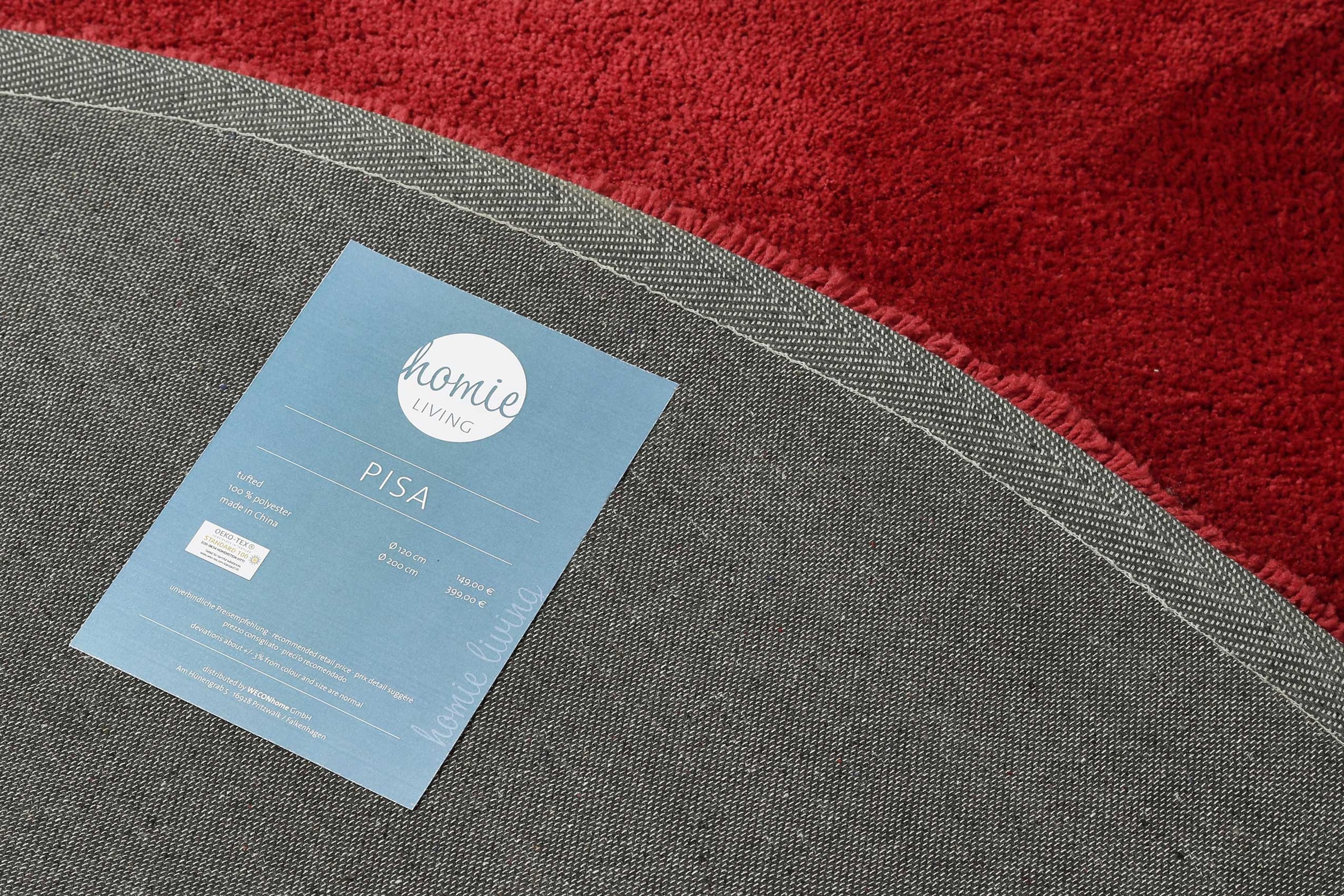 Homie Living Teppich »Pisa«, rund, 25 mm Höhe, Hochflor, Microfaser, uni, weich, Shaggy, Wohnzimmer, Schlafzimmer