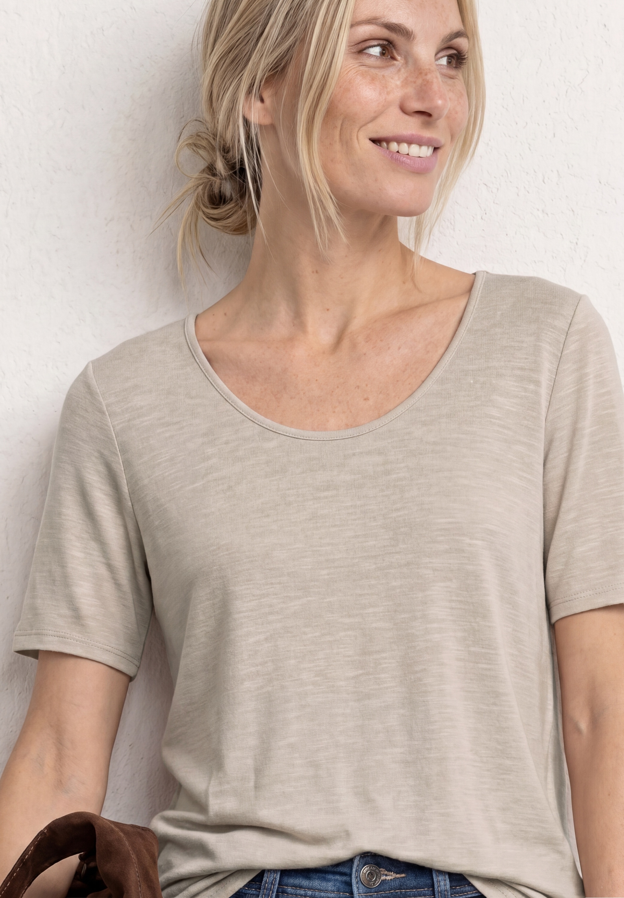 STREET ONE Kurzarmshirt Sommershirt mit Knotendetail