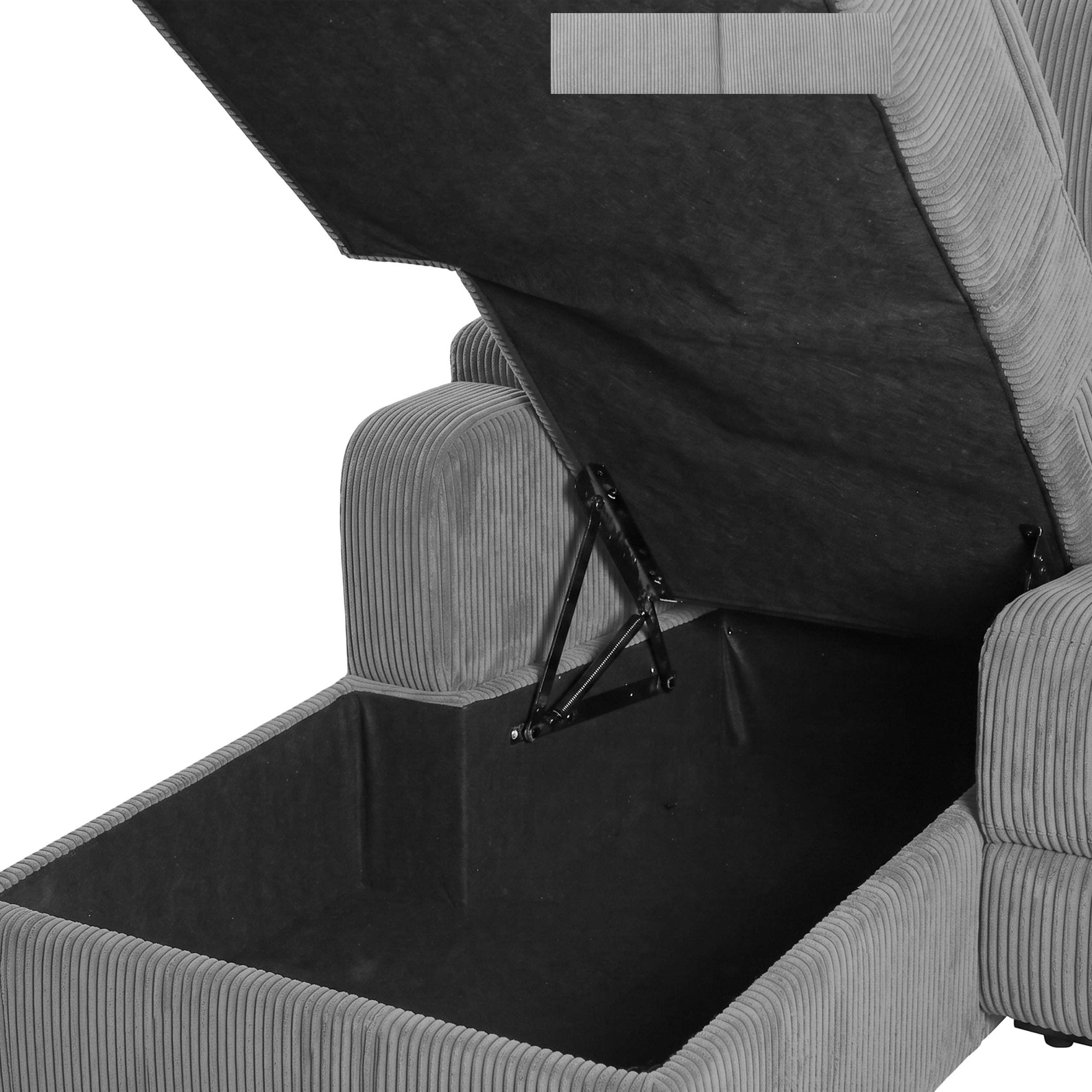 OTTO home Ecksofa »NAPORI Cord, L-Form, 210cm, man./elektr. Relaxfunktion« USB-A bei elektr. Variante, Staukasten, Seitentaschen u. Federkern