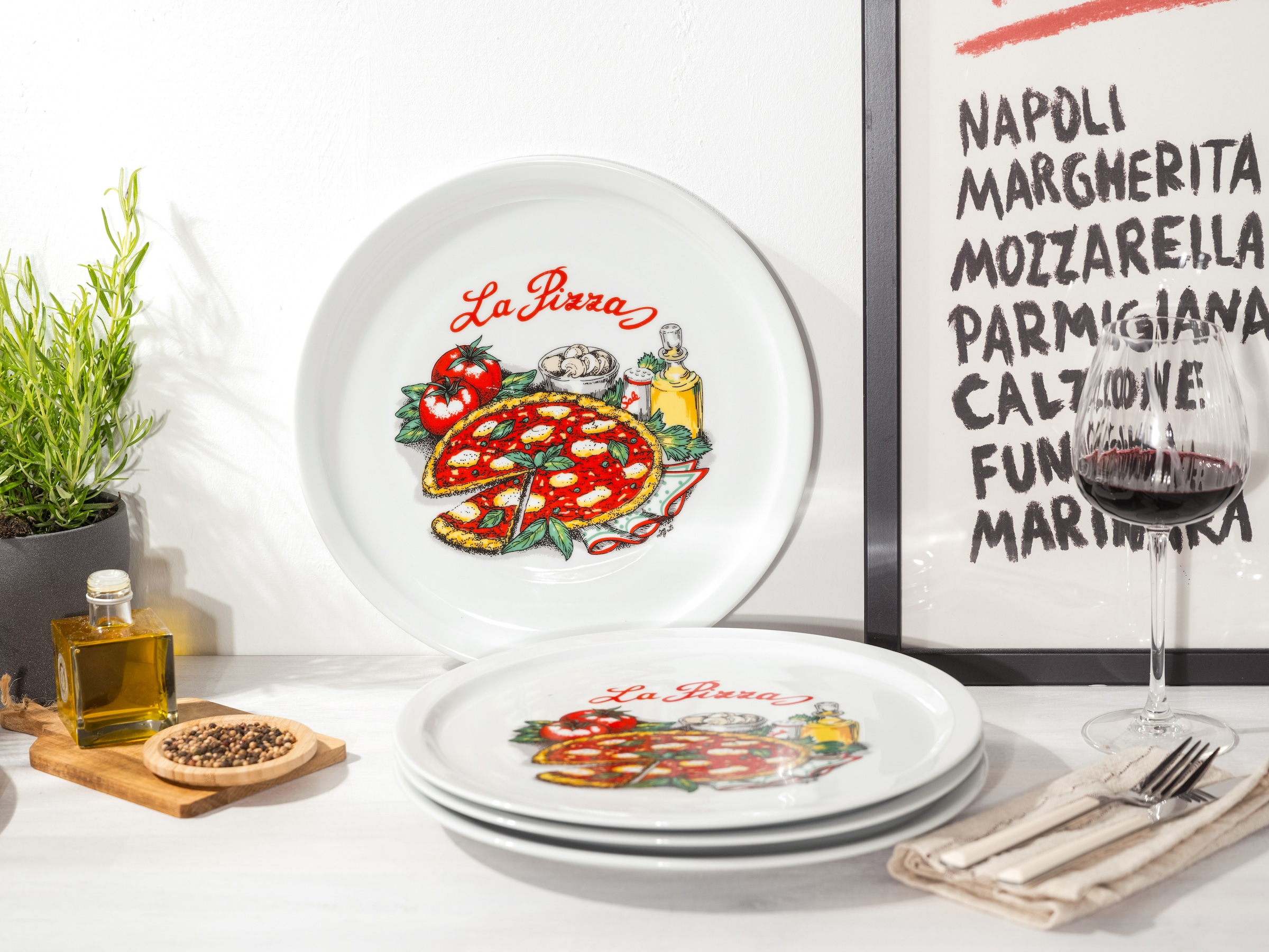 CreaTable Pizzateller »Milano La Pizza, Teller Set, 4-tlg.« Vielseitig einsetzbar, Europäische Qualität