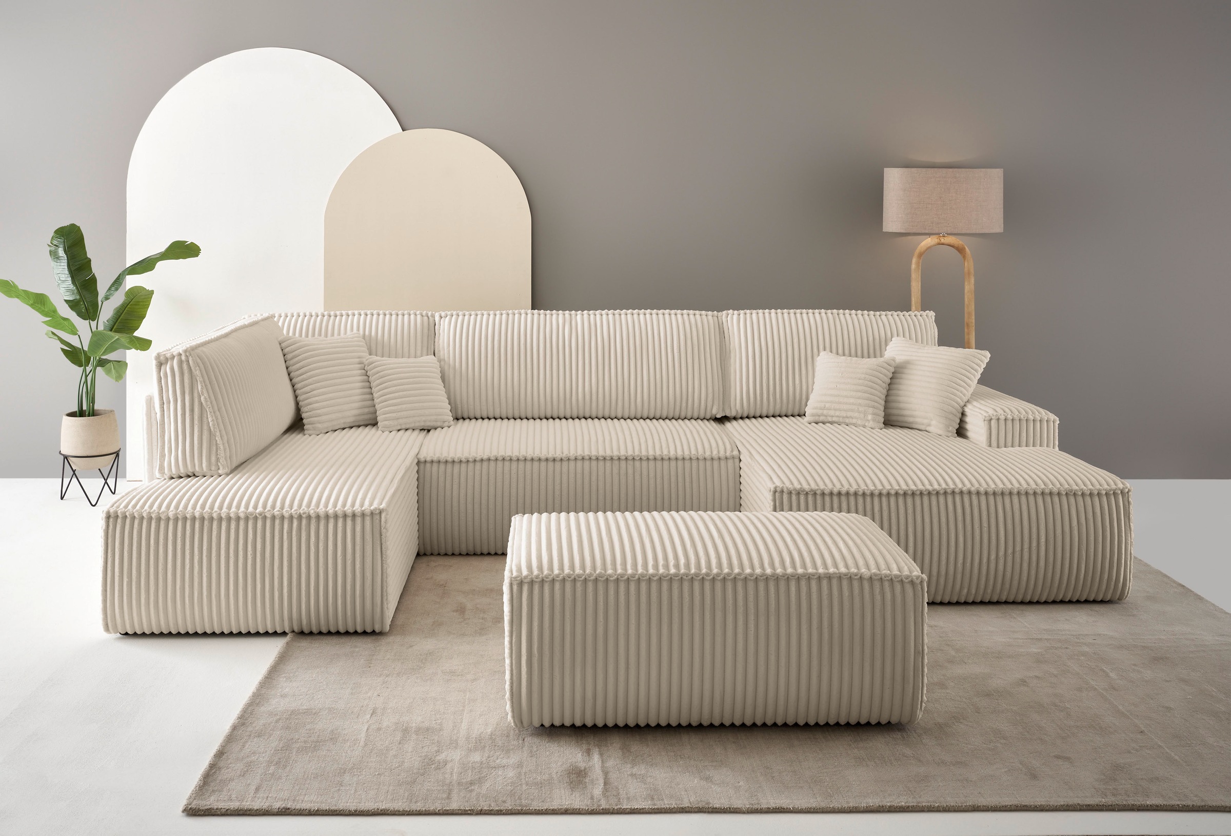 andas Wohnlandschaft »FINNLEY, U-Form XXL 329 cm, Schlafsofa, Schlaffunktio günstig online kaufen