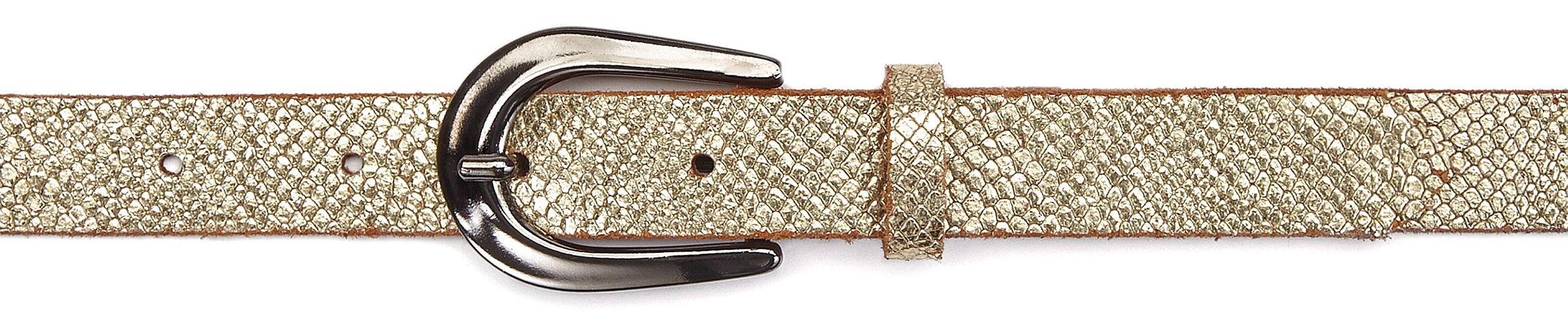 LASCANA Hüftgürtel »Ledergürtel«, schmaler Gürtel in Metallic-Snake-Optik, für Hosen, Jeans & Kleider