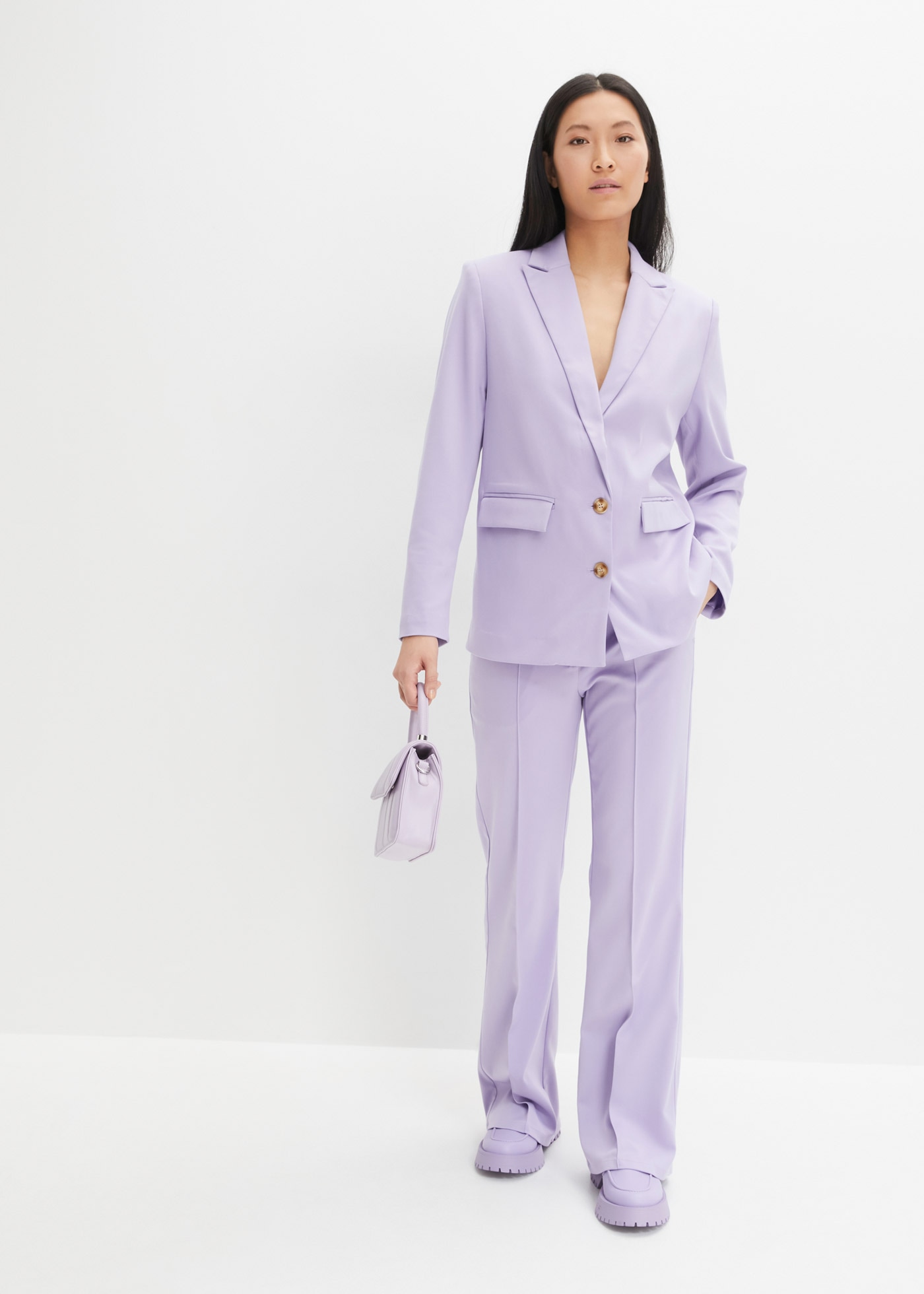 bonprix Anzughose  mit Elasthan-Anteil, Regular Fit, Flared Schnitt, eleganter Stil