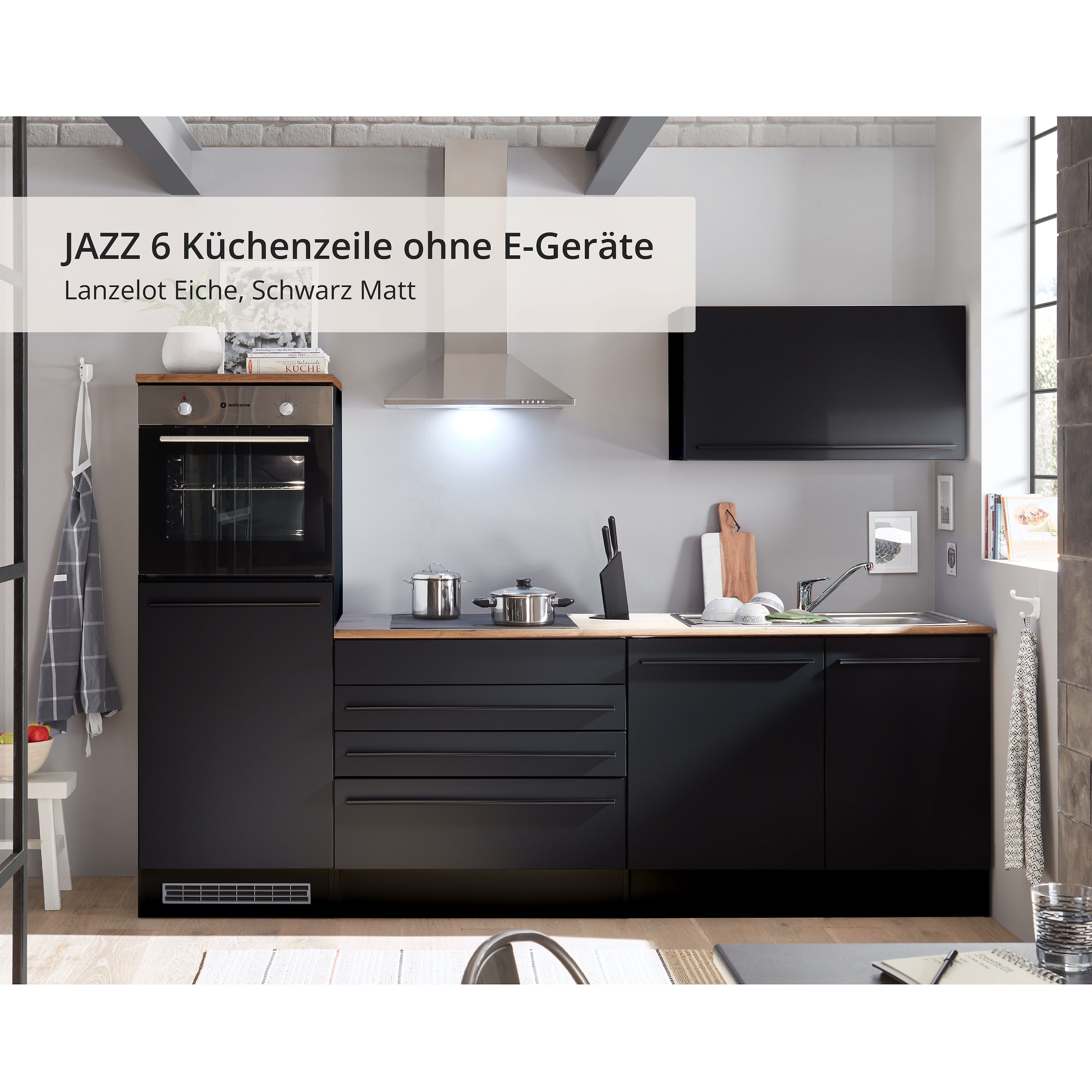 BASIC by Balculina Küchenzeile »Jazz«, Breite 260 cm, wahlweise mit E-Geräten