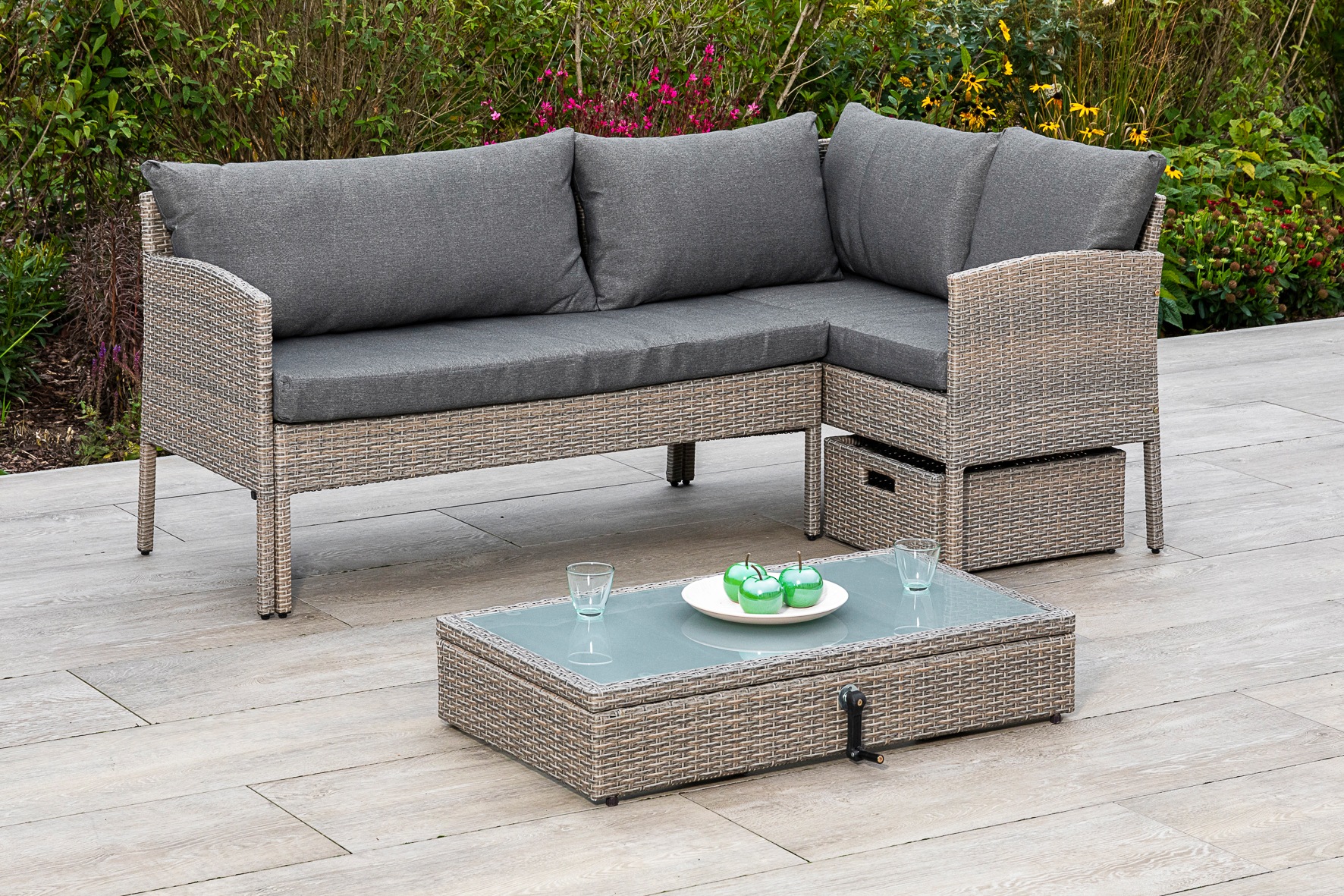 MERXX Balkonset »Viletta« 3 Stk. tlg. Ecksofa, höhenverstellbarer Tisch, mi günstig online kaufen