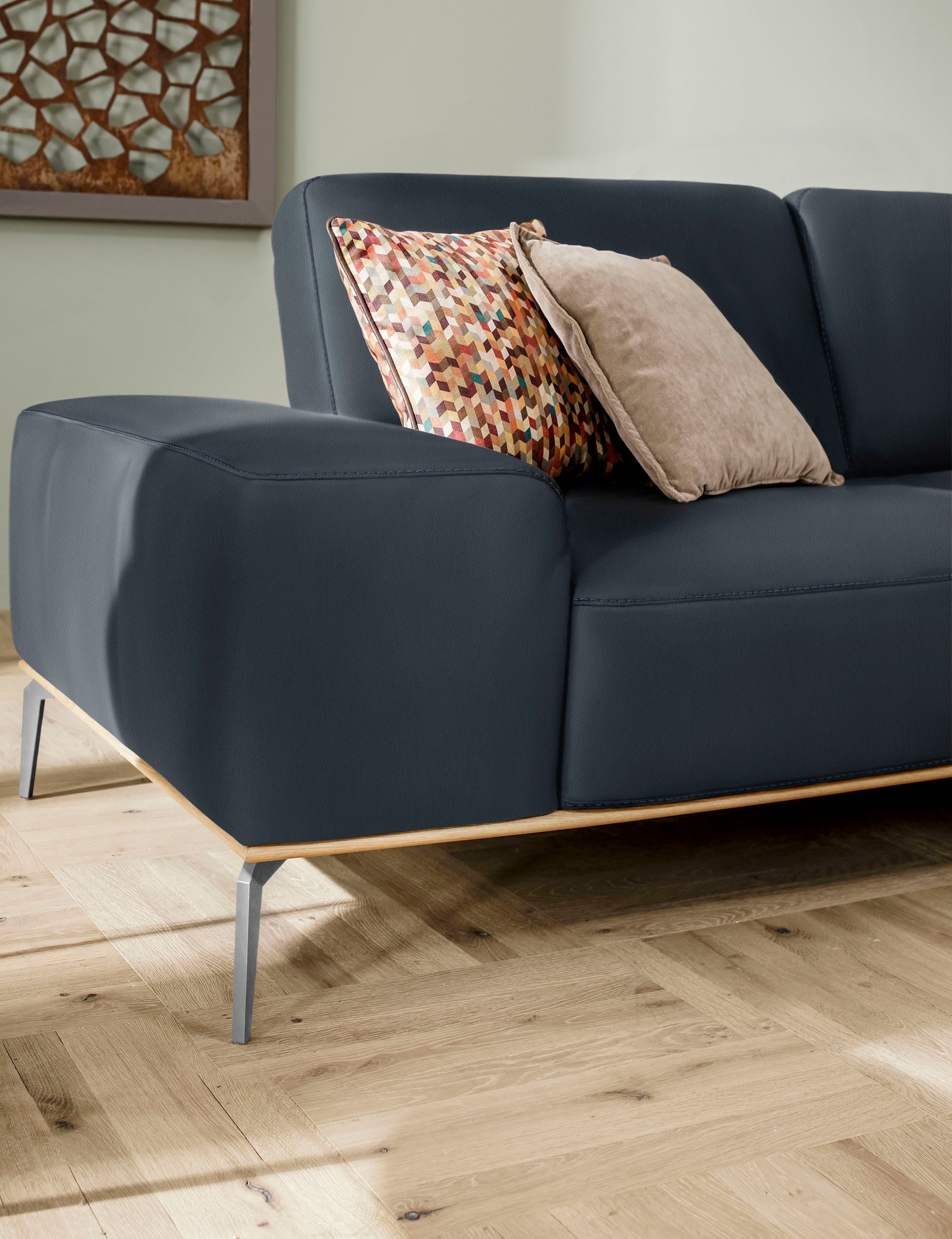 W.SCHILLIG Ecksofa »run, Designsofa mit tollem Sitzkomfort, bequem, L-Form«, mit elegantem Holzsockel, Füße in Chrom glänzend, Breite 319 cm