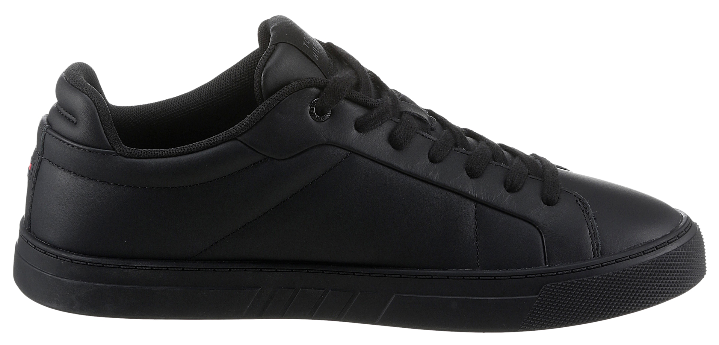 Tommy Hilfiger Sneaker »ICON COURT LTH STRIPES«, Schnürschuh, Freizeitschuh, Halbschuh mit gepolstertem Schaftrand