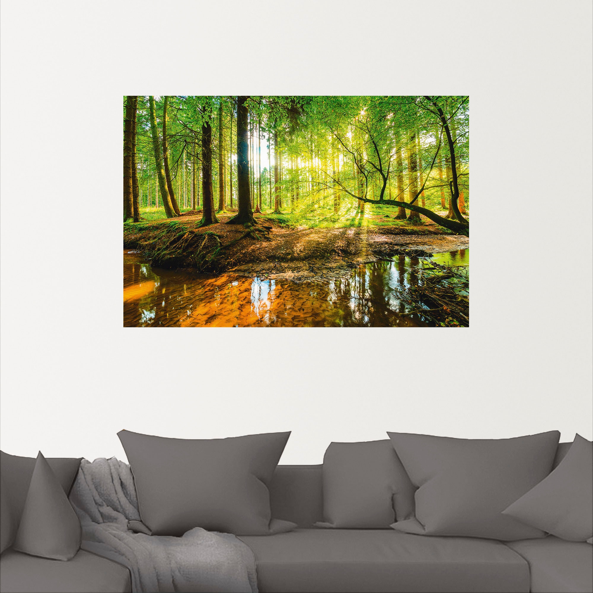 Artland Wandbild »Wald mit Bach«, Wald, (1 St.), als Alubild, Outdoorbild, Leinwandbild, Poster, Wandaufkleber