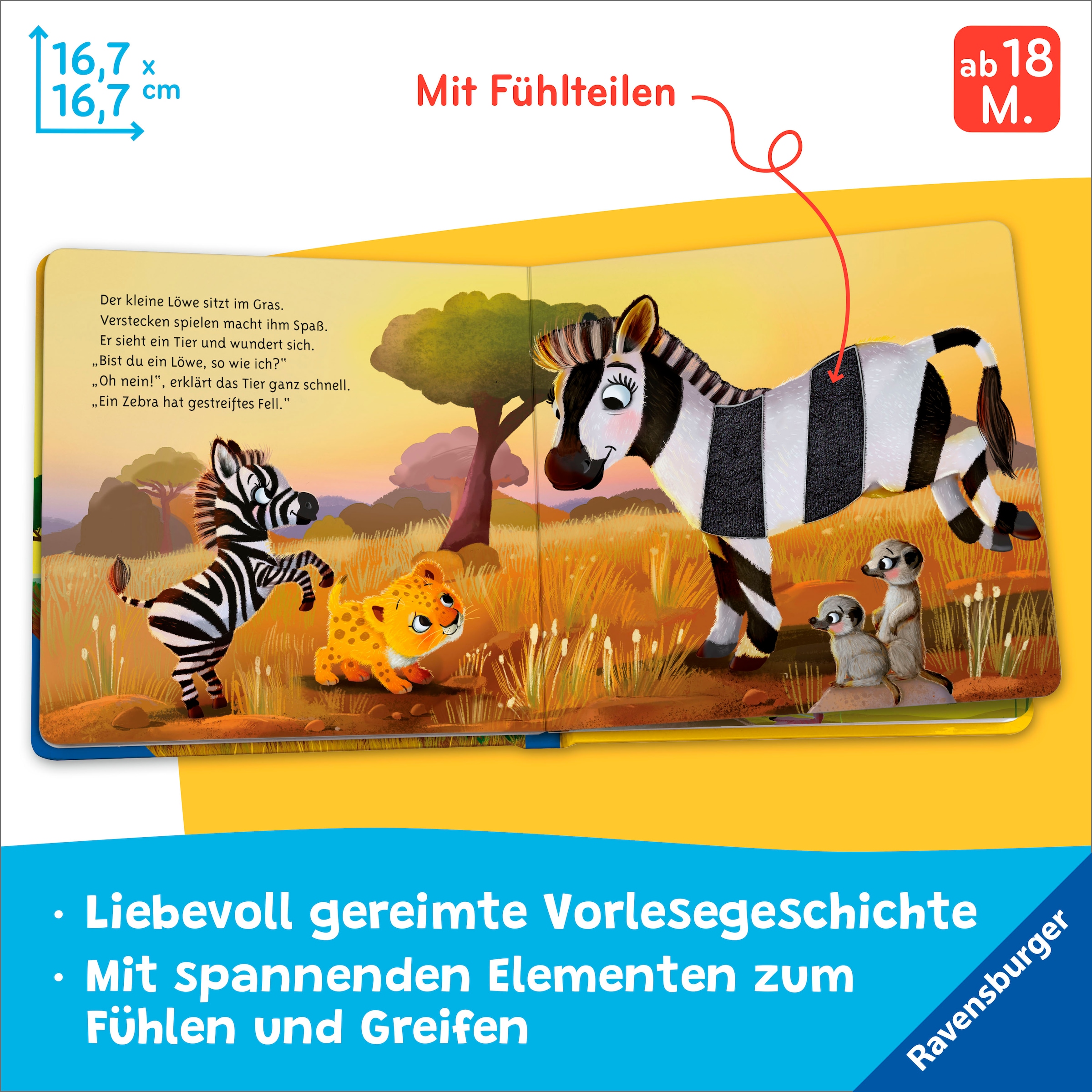 Ravensburger Kinderbuch »Pappbilderbuch, Mein erstes Vorlese-Fühlbuch Bist du ein Löwe?«