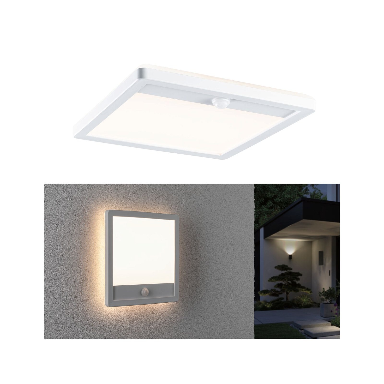 Paulmann LED Außen-Wandleuchte »Außenpanel Lamina 250x47mm 3000K 14,5W 950lm 230V Kunststoff«, 1 flammig, Backlight Bewegungsmelder seewasserresistent IP44 3000 K, eckig