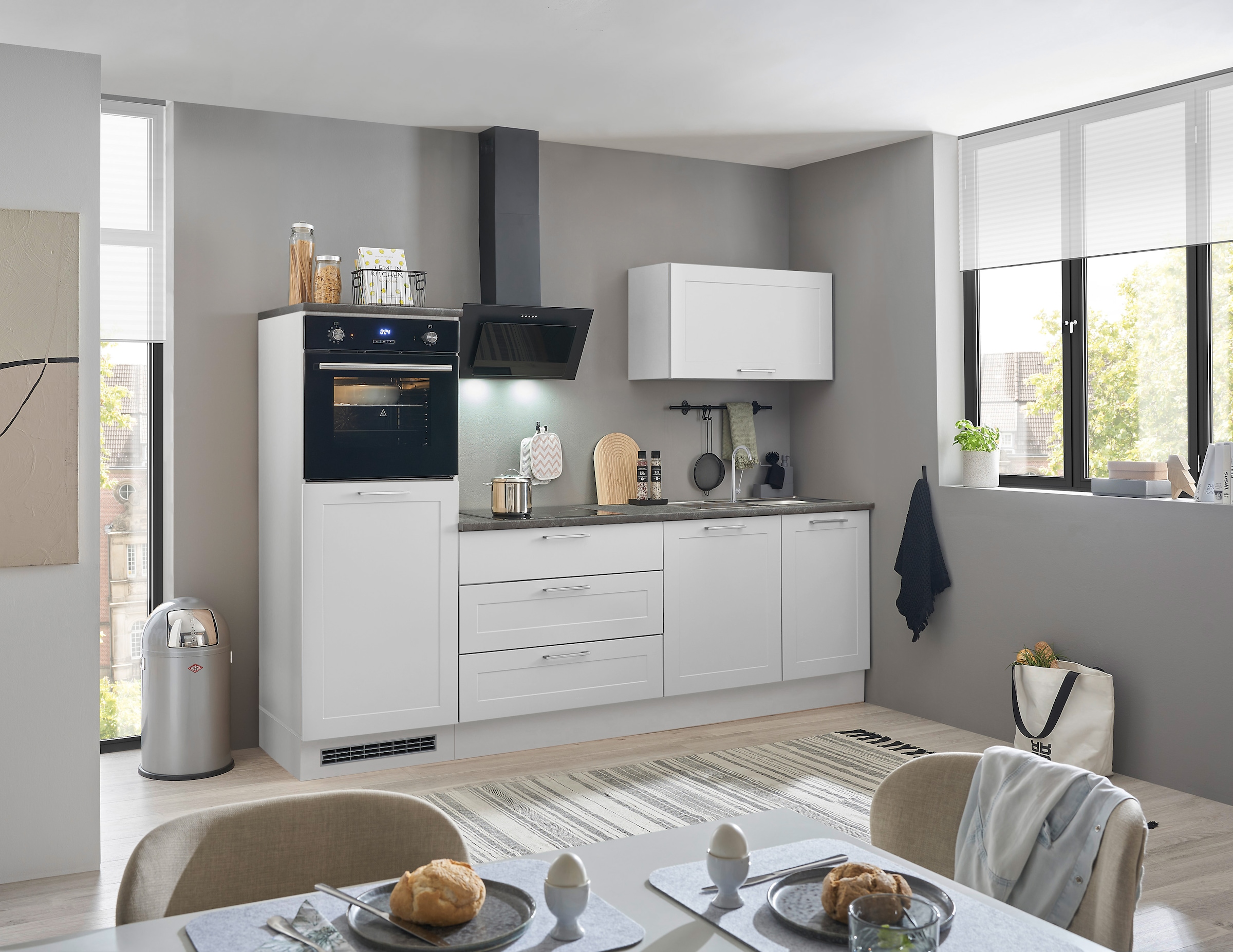 BASIC by Balculina Küchenzeile »Marsi«, Breite 260 cm, wahlweise mit E-Geräten, mit Soft-Close-Funktion