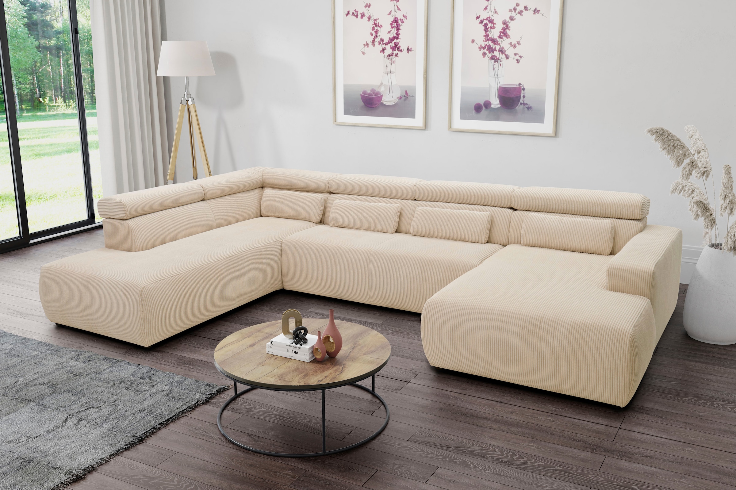DOMO collection Wohnlandschaft Brandon viele Bezugsarten, incl. Nierenkissen, mit Kopfteilverstellung, wahlweise Sitztiefenverstellung
