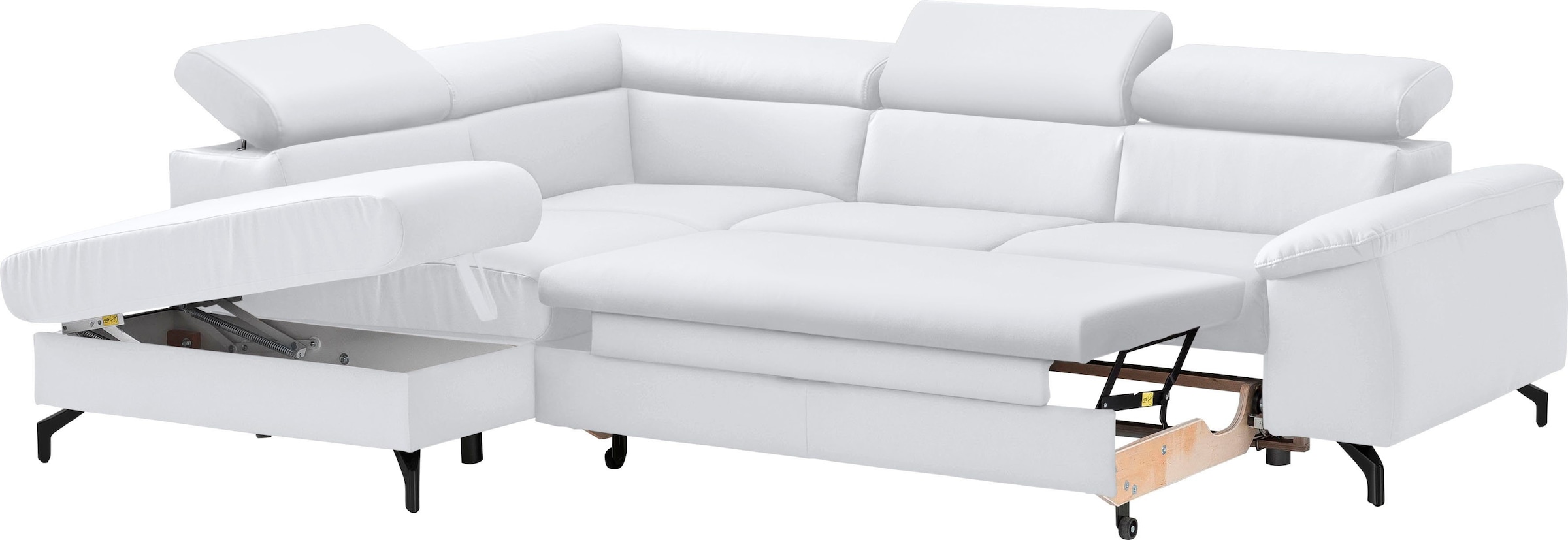 COTTA Polstergarnitur »Komaris L-Form«, (Set), Set bestehend aus: Ecksofa mit Kopfteilverstellung & Hocker