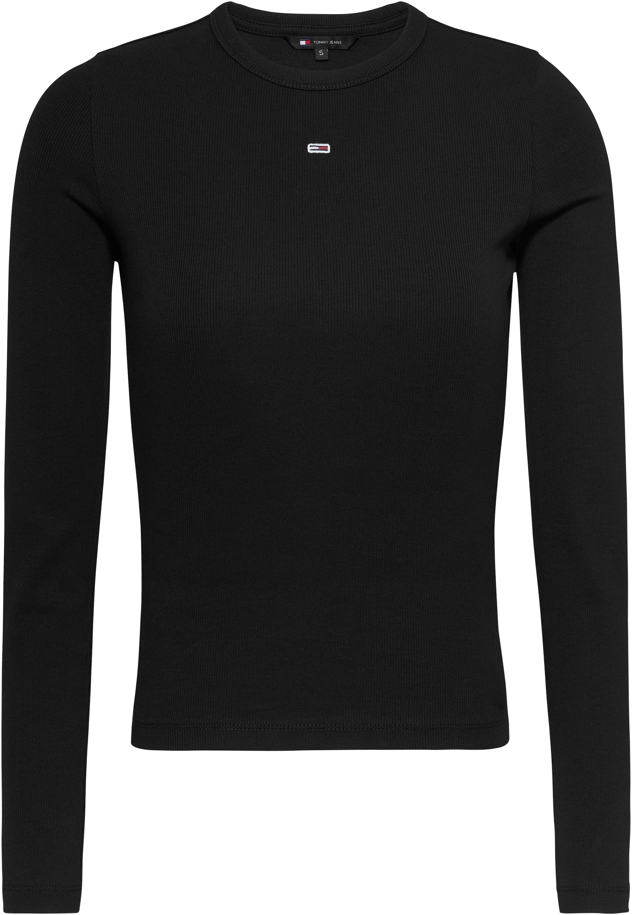 Tommy Jeans Langarmshirt »Slim Essential Rib Longsleeve Rippshirt«, in Rippoptik, mit Logostickerei