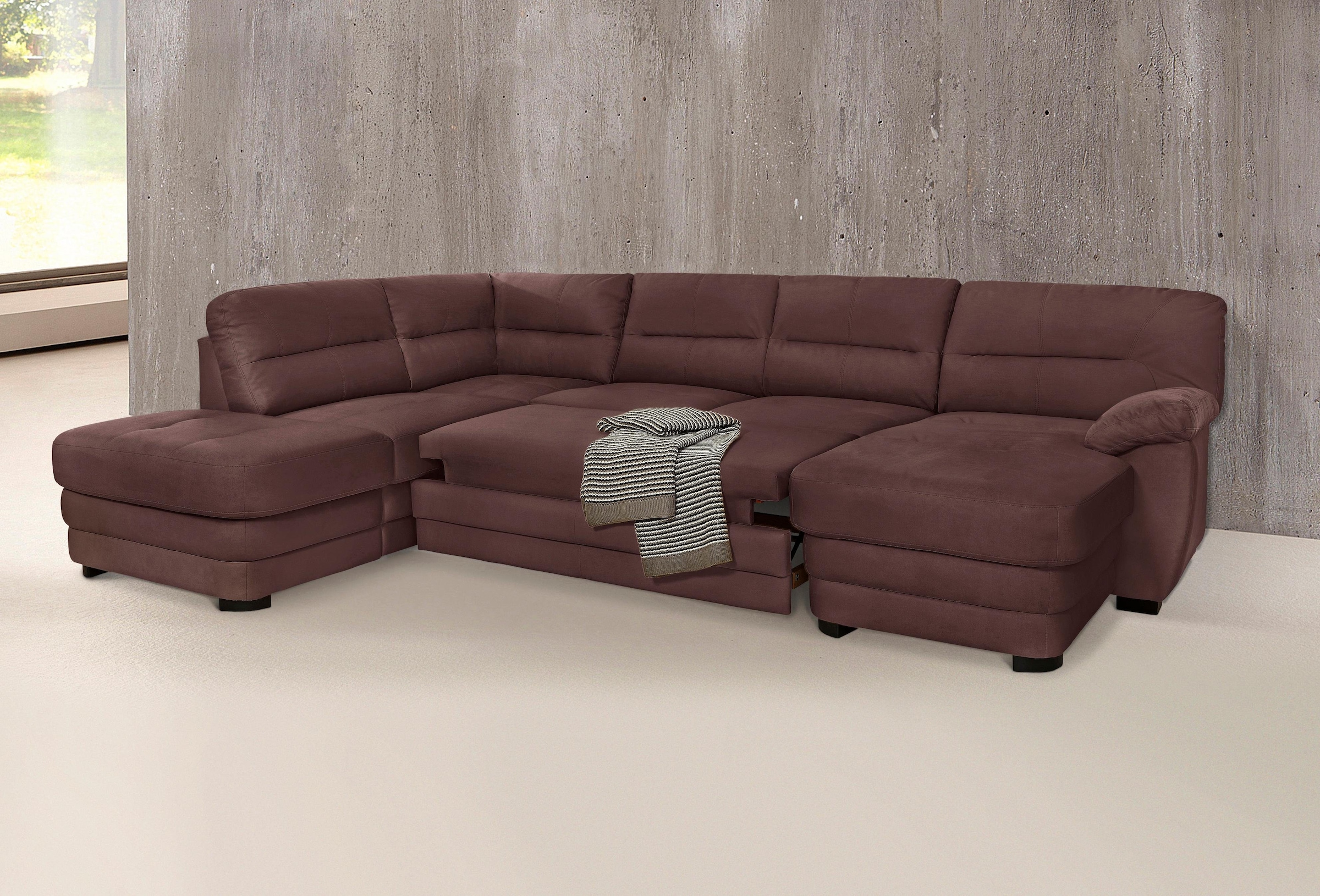 COTTA Polstergarnitur »Royale U-Form«, (Set), Set bestehend aus: Wohnlandschaft & Hocker